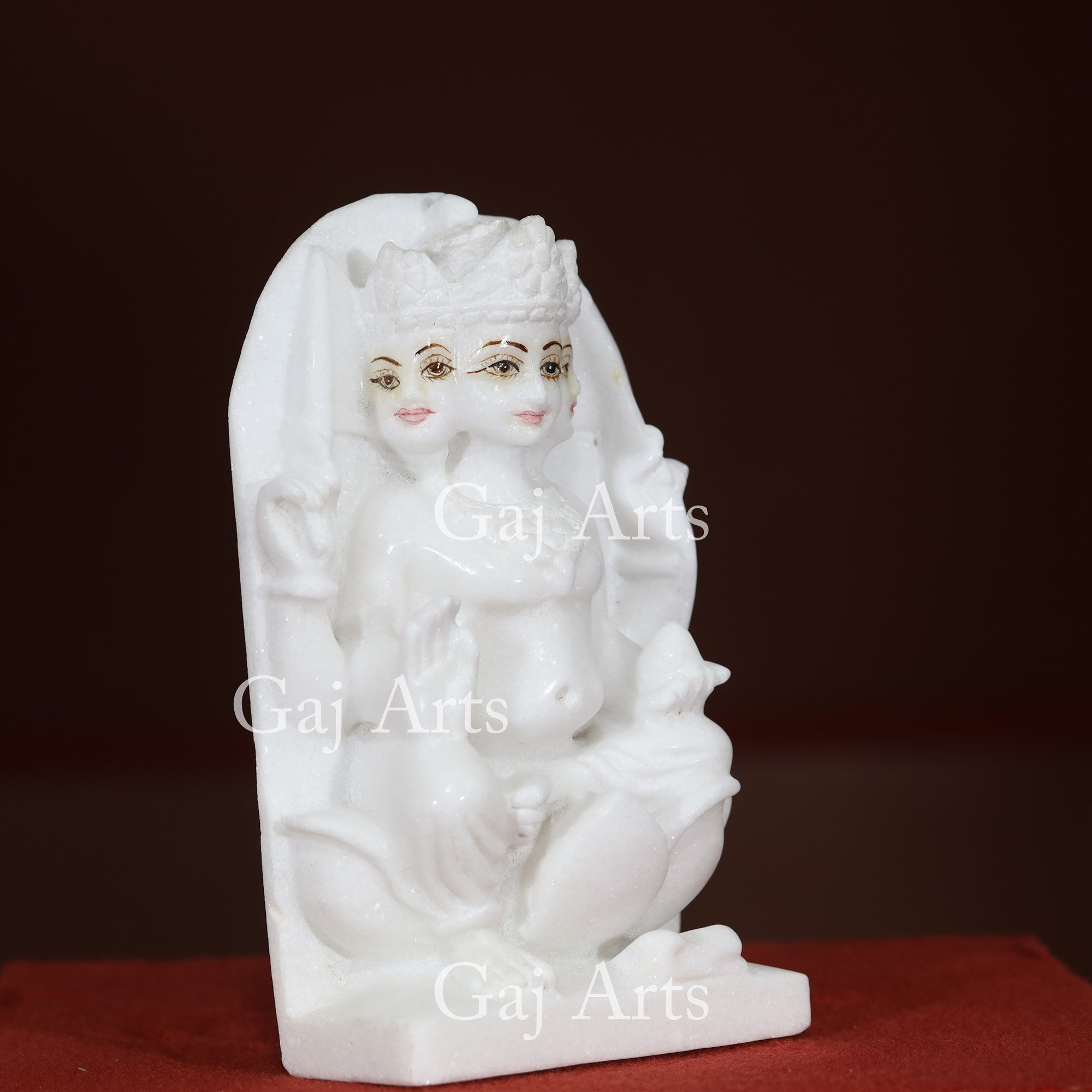 Makrana White Marble Kartikeya Murti on Lotus Panel | 12 Inch