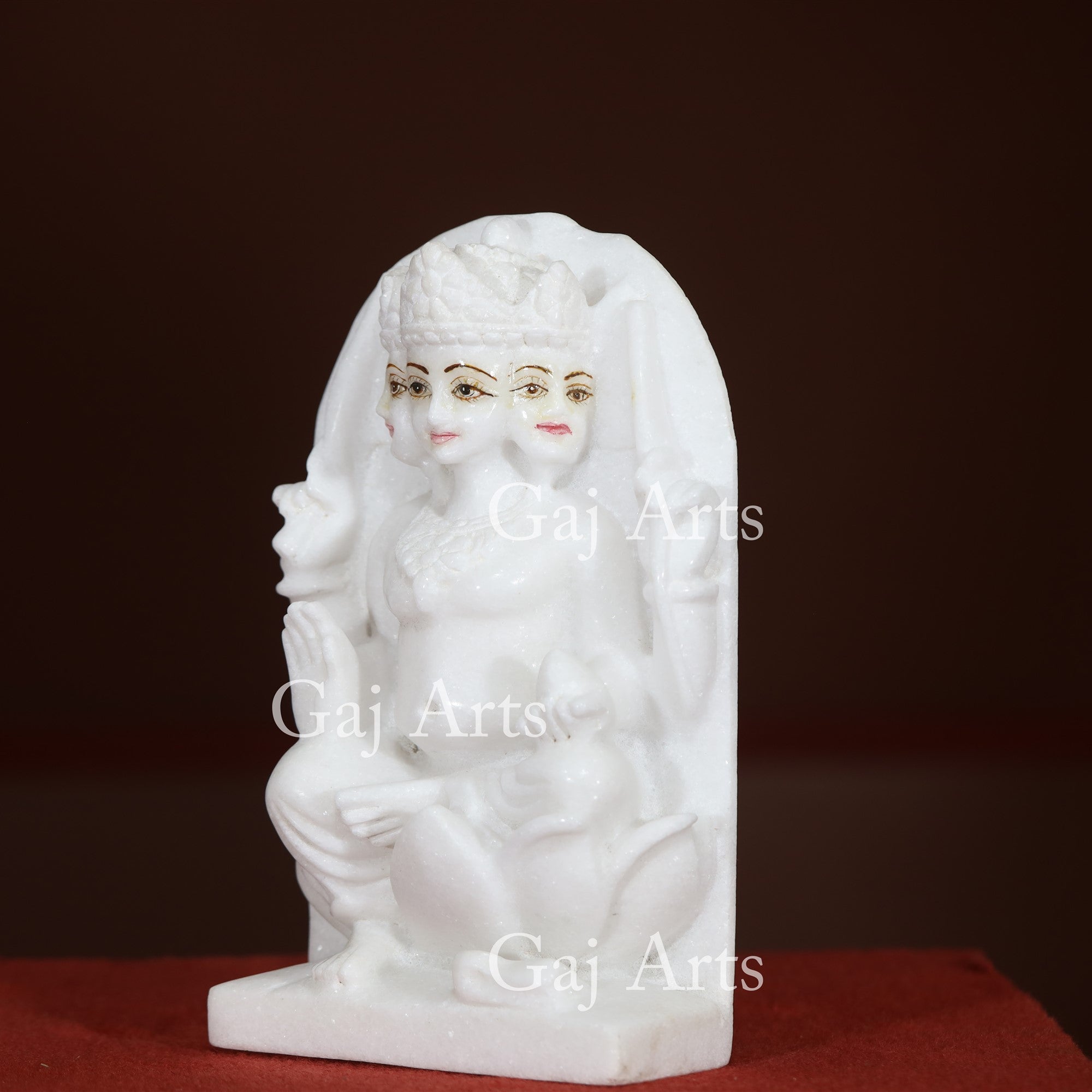 Makrana White Marble Kartikeya Murti on Lotus Panel | 12 Inch