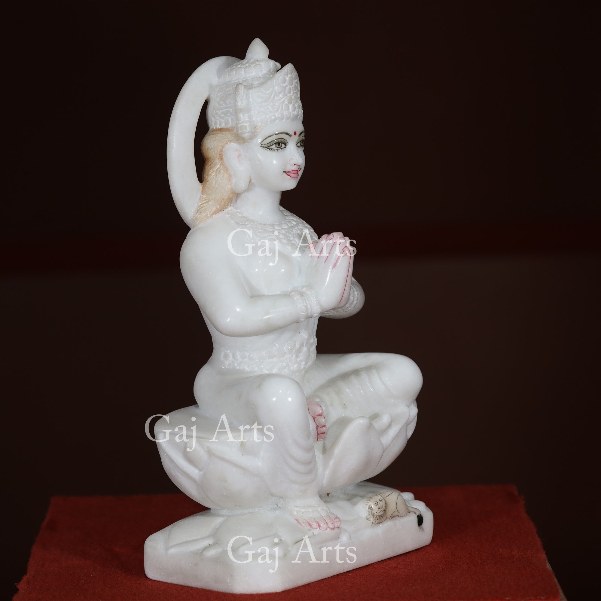 Makrana White Marble Parvati Maa Idol with Lion | 15 Inch