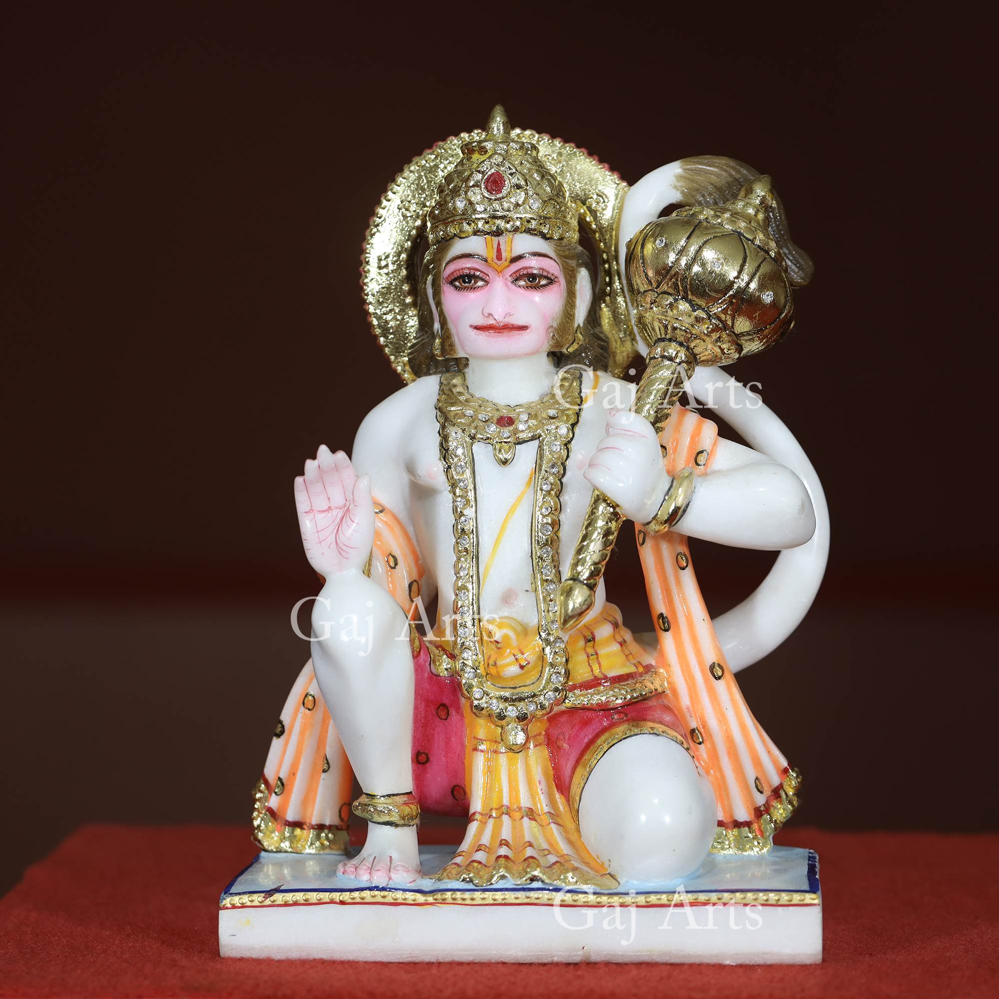 White Marble Ashirwad Hanuman Ji Idol | 12 Inch