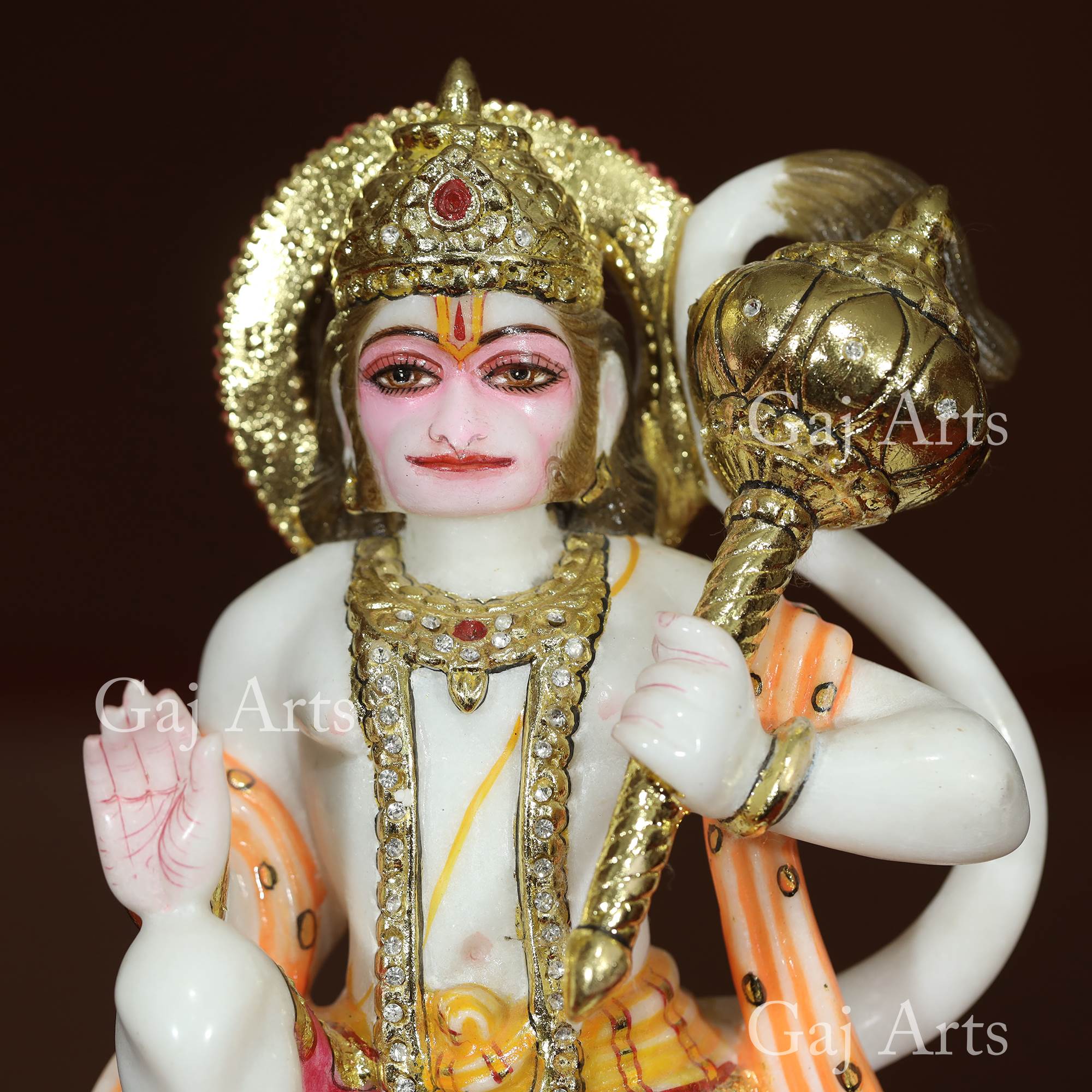 White Marble Ashirwad Hanuman Ji Idol | 12 Inch
