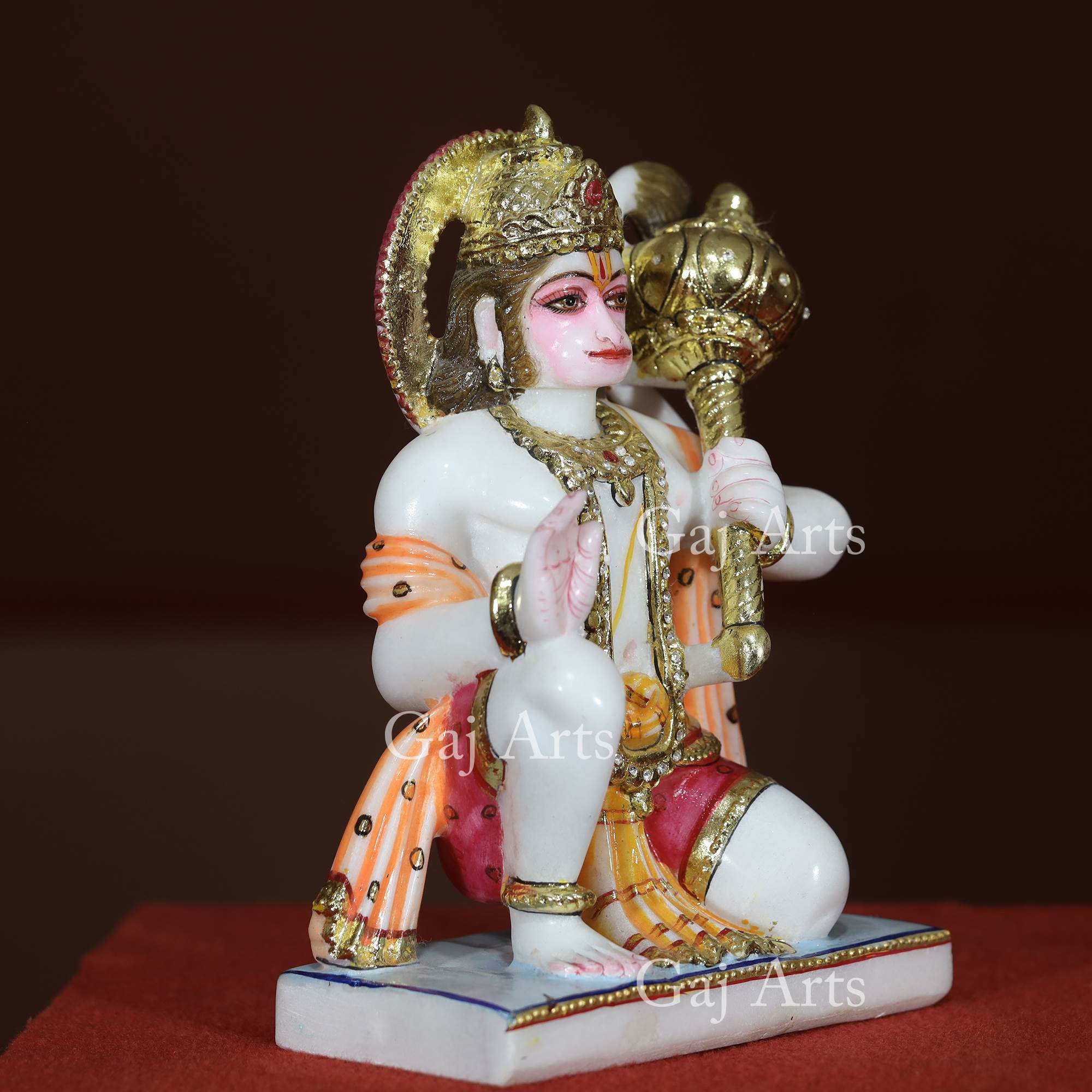 White Marble Ashirwad Hanuman Ji Idol | 12 Inch