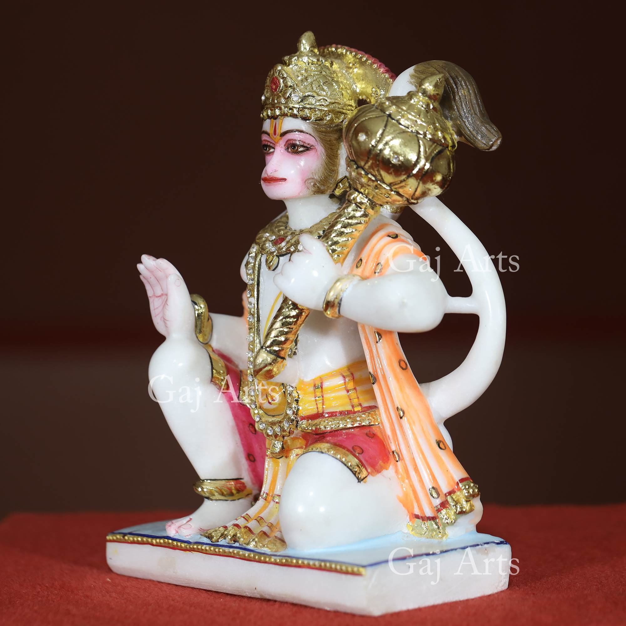 White Marble Ashirwad Hanuman Ji Idol | 12 Inch