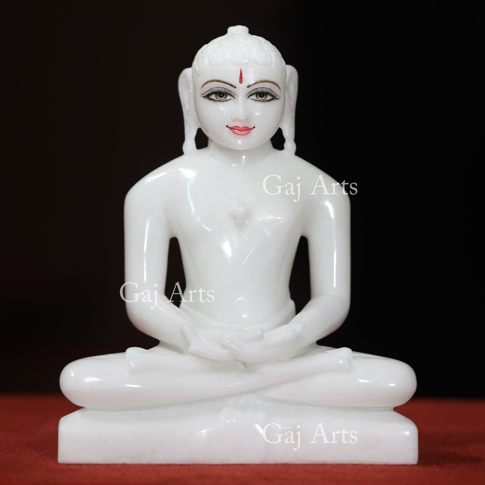 White Makrana Marble Jain Idol | 9 Inch