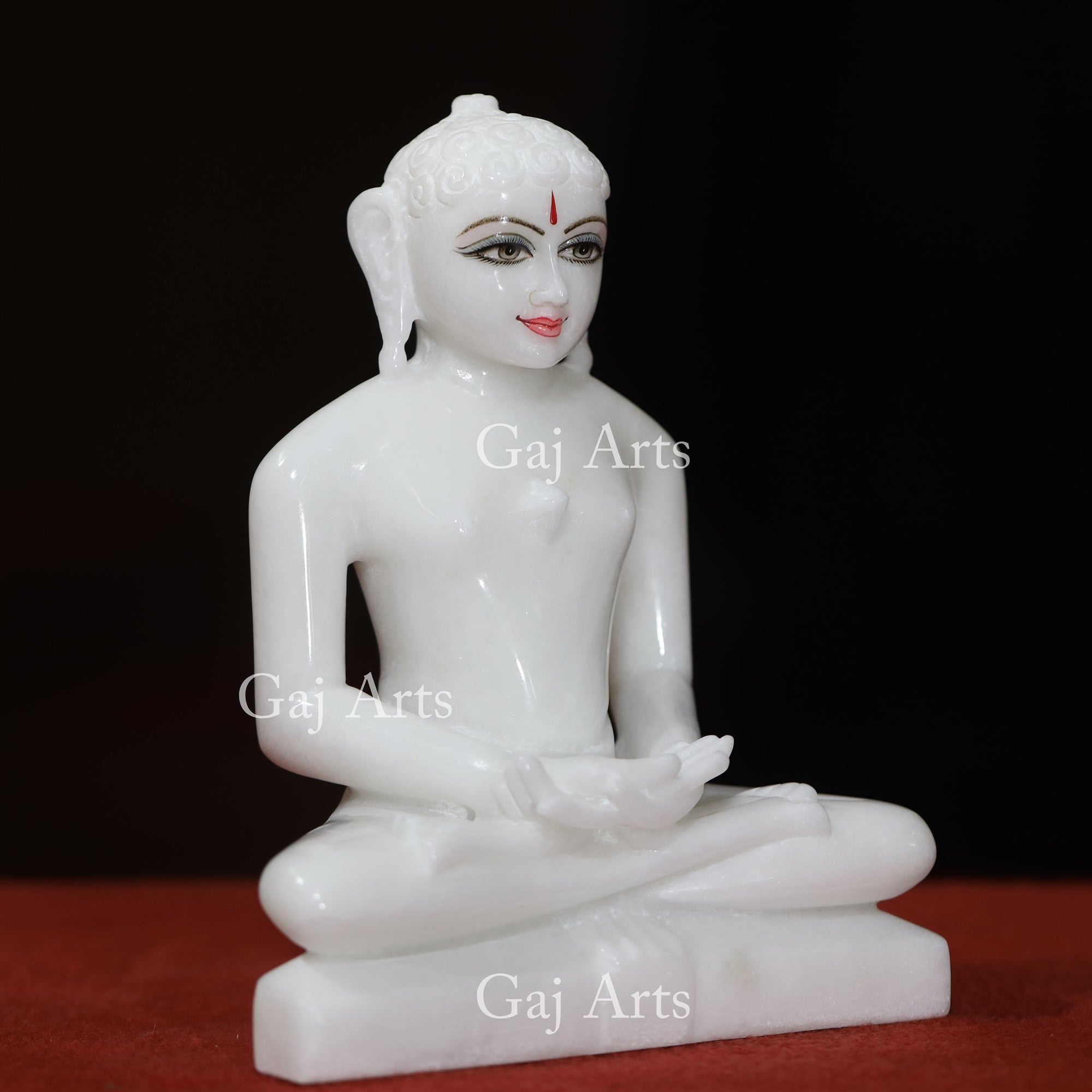 White Makrana Marble Jain Idol | 9 Inch
