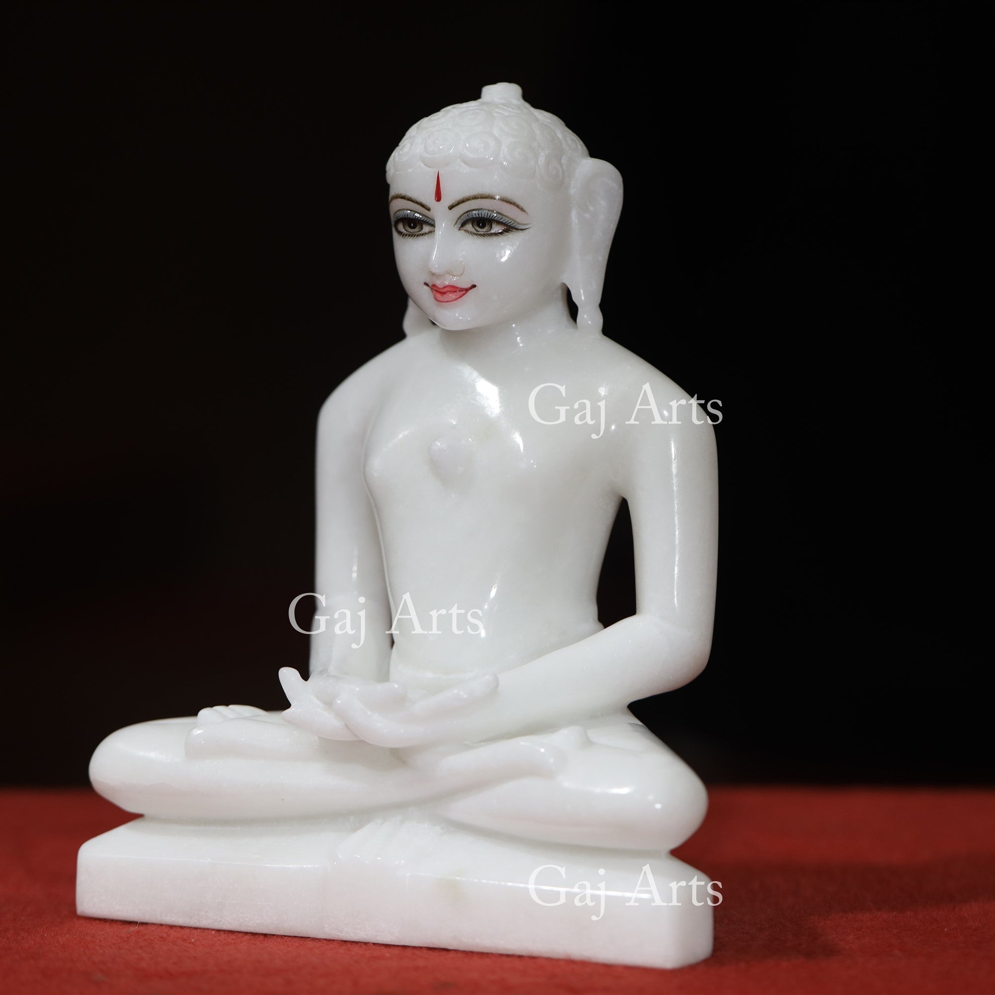 White Makrana Marble Jain Idol | 9 Inch