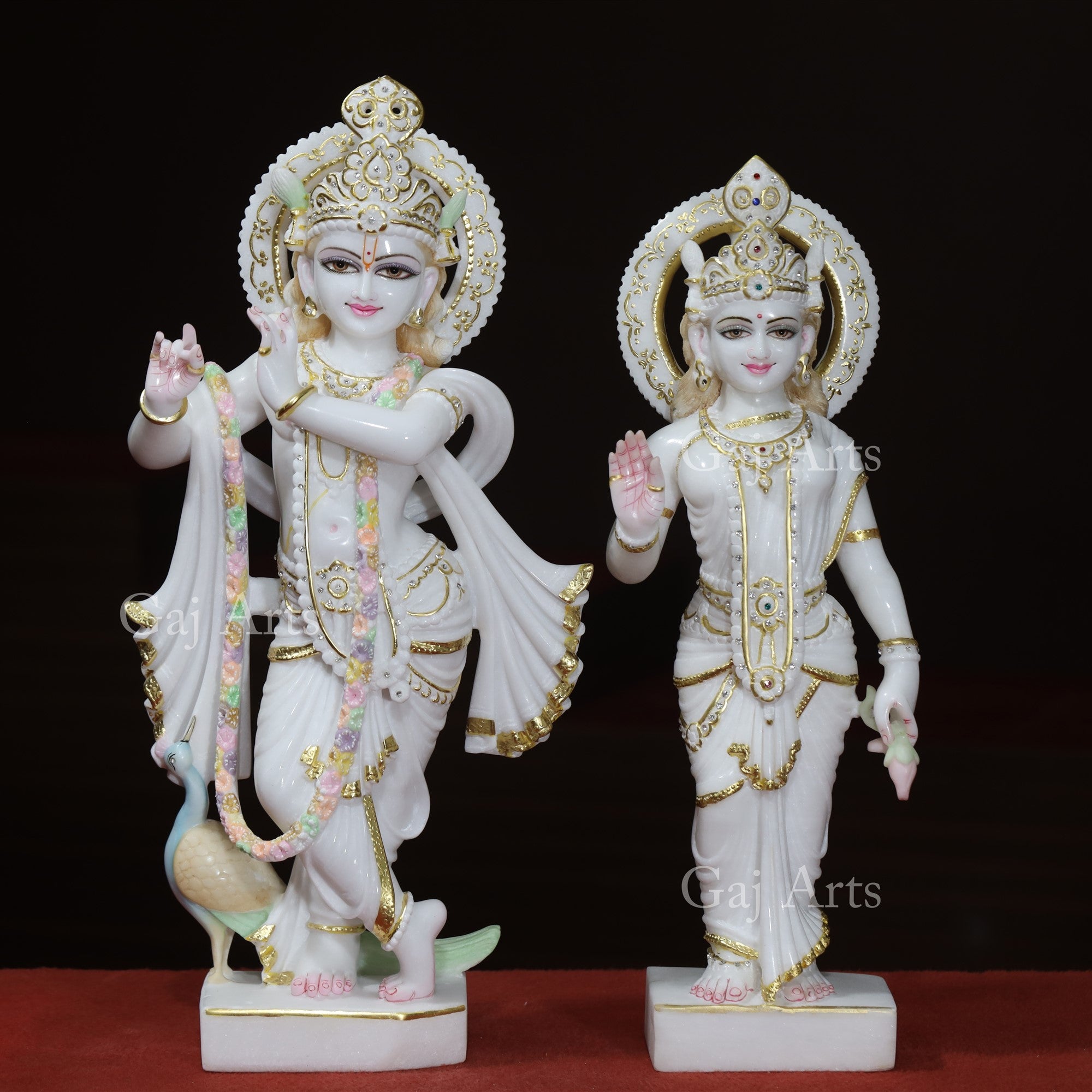 Super White Vietnam Marble Radha Krishna Idol | 24 Inch