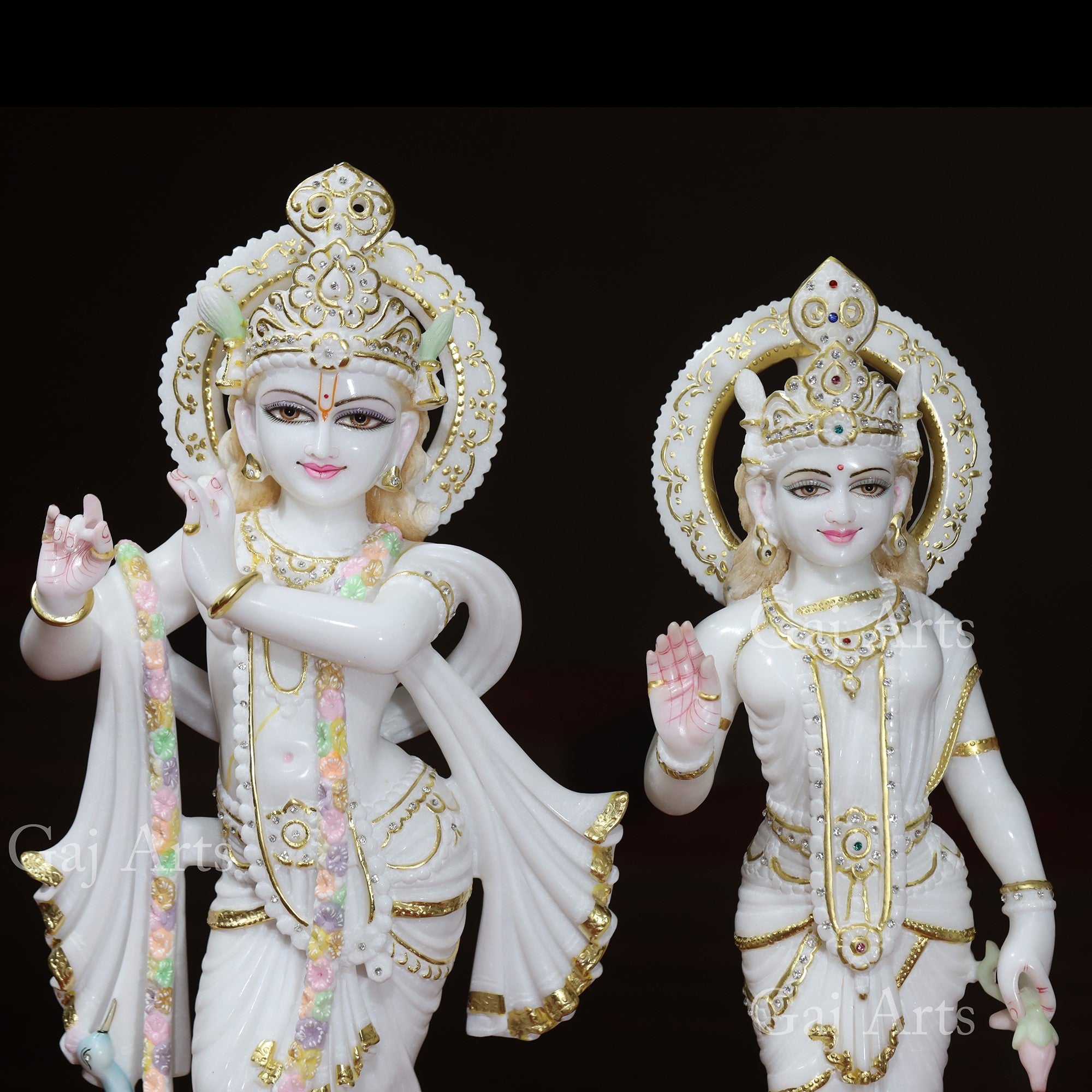 Super White Vietnam Marble Radha Krishna Idol | 24 Inch