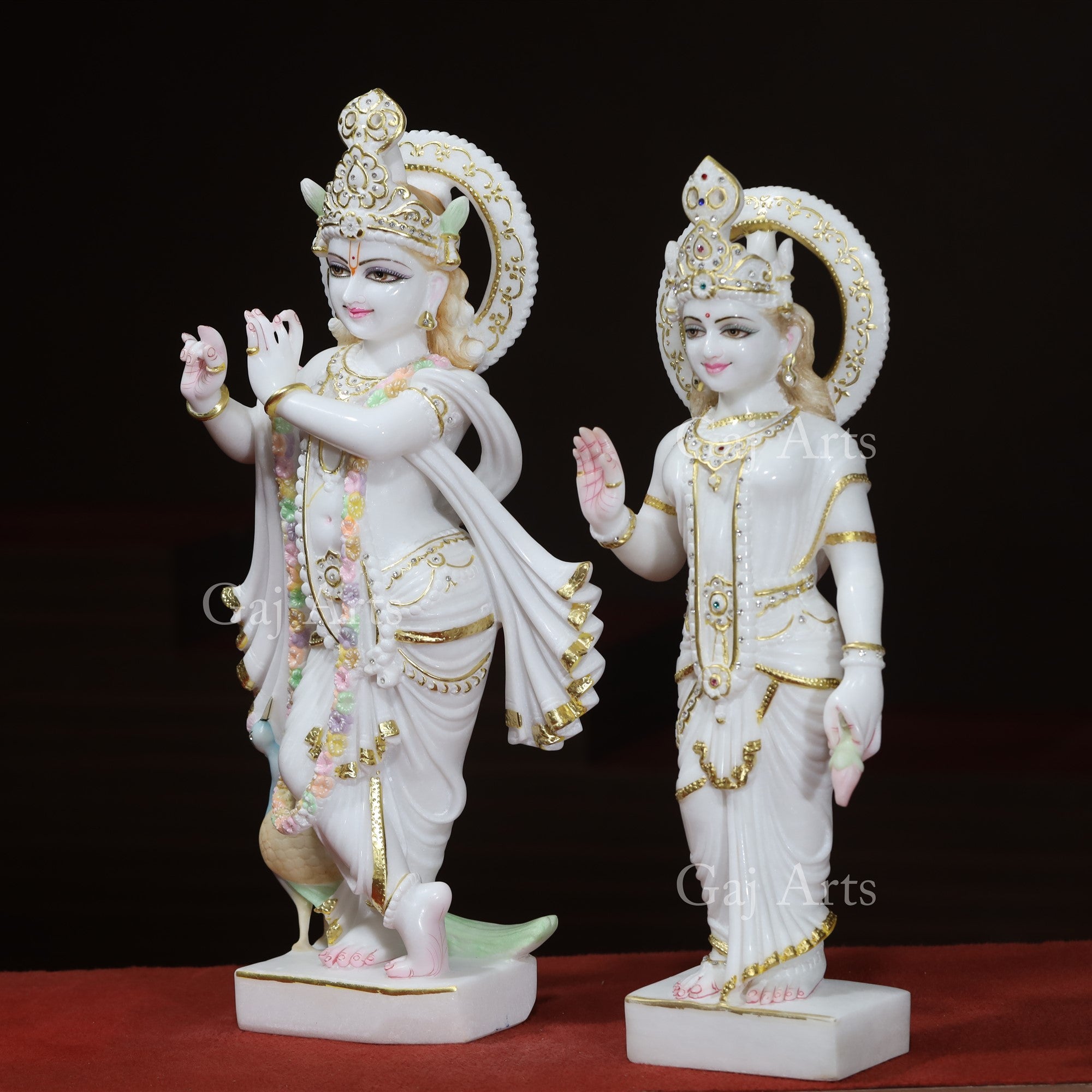 Super White Vietnam Marble Radha Krishna Idol | 24 Inch
