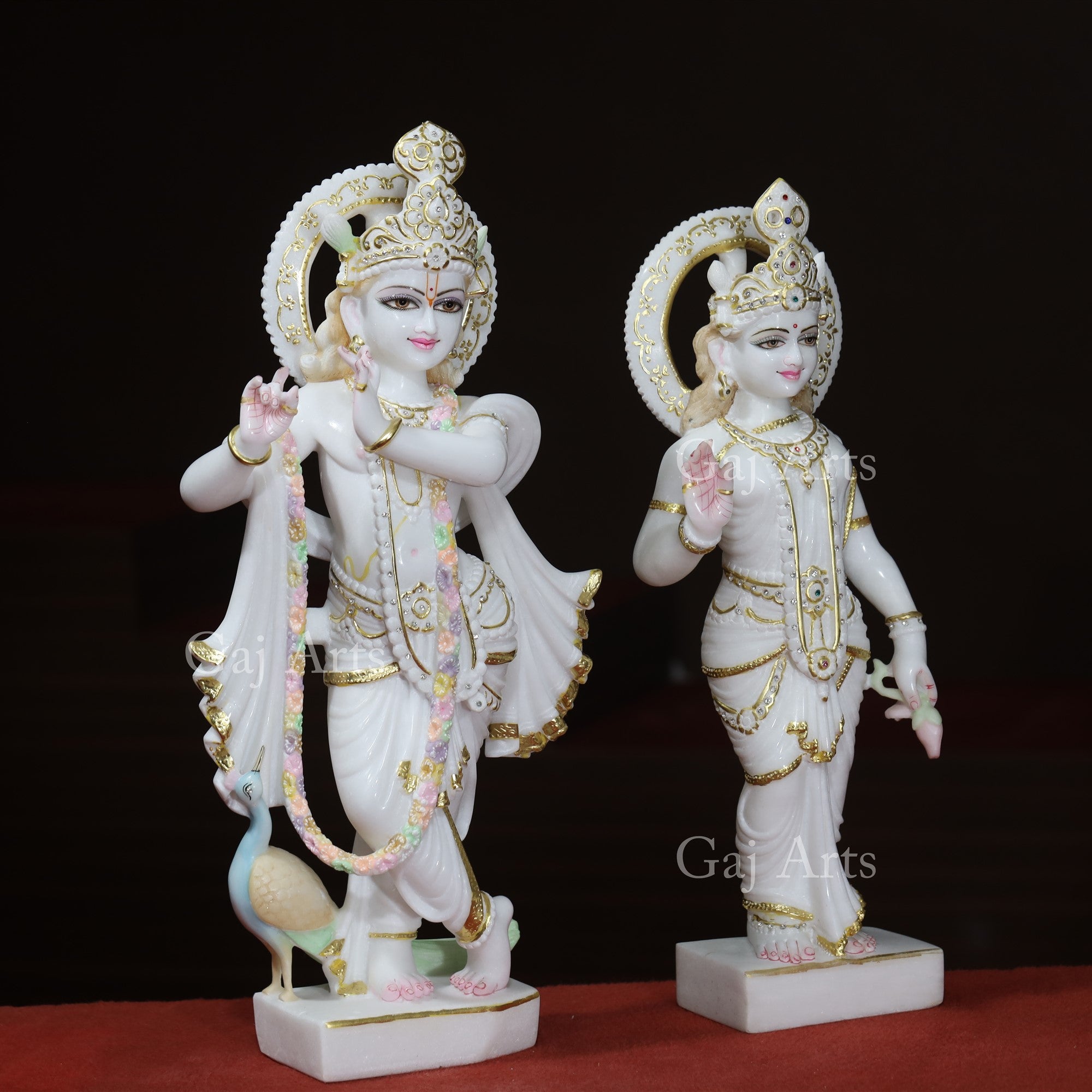 Super White Vietnam Marble Radha Krishna Idol | 24 Inch