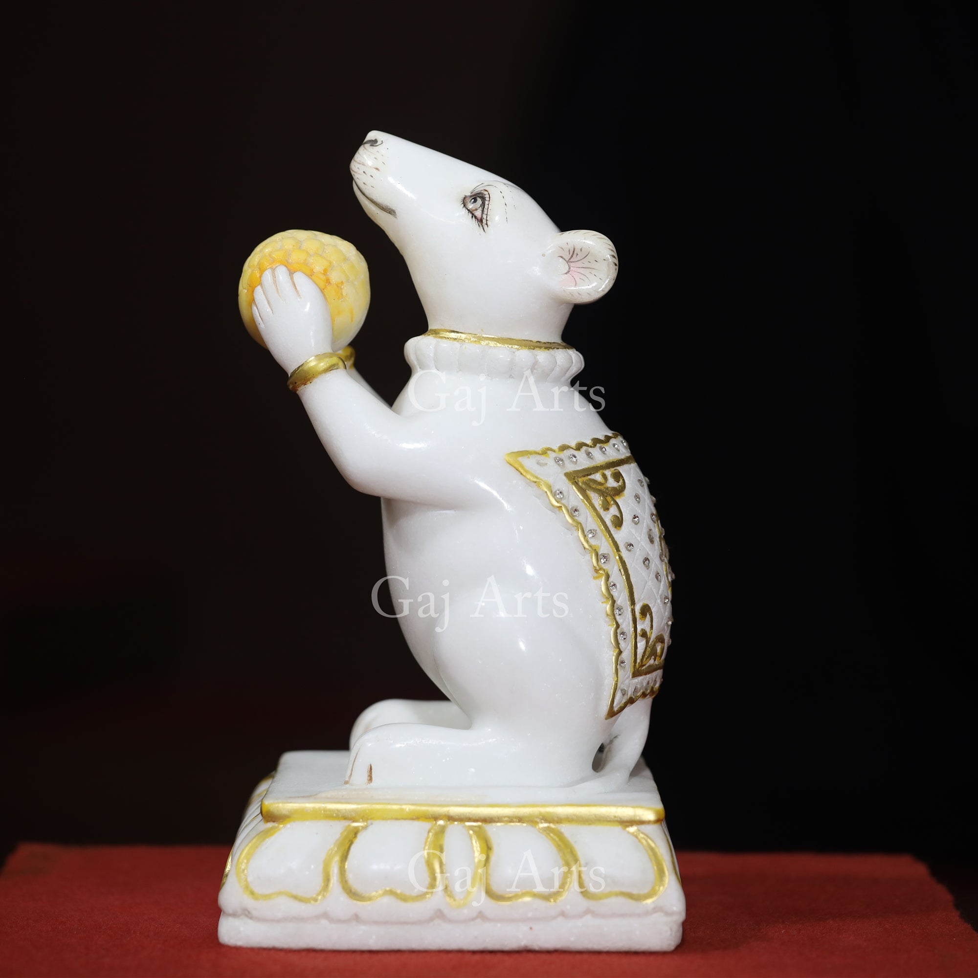White Makrana Marble Mouse Statue | 12 Inch