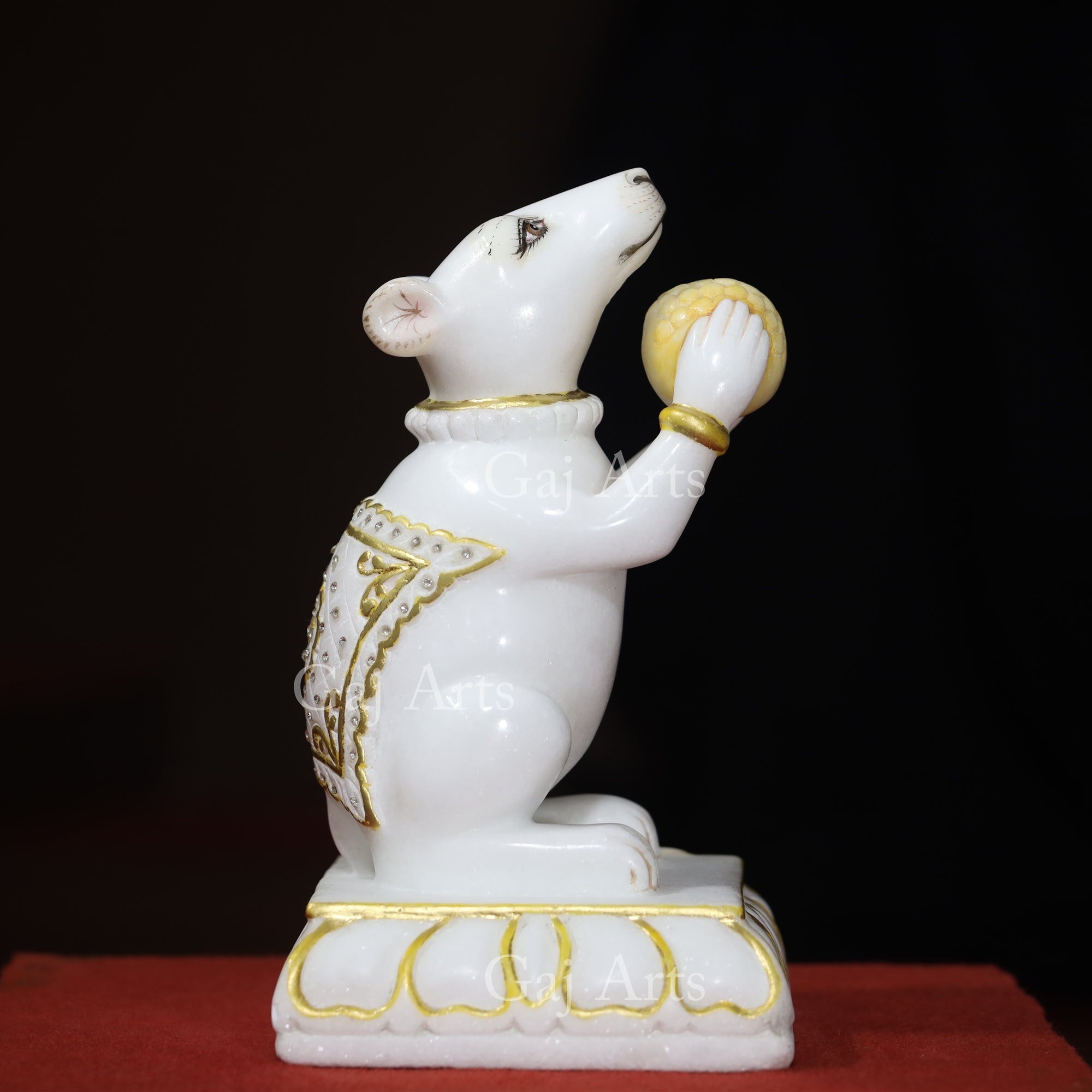 White Makrana Marble Mouse Statue | 12 Inch