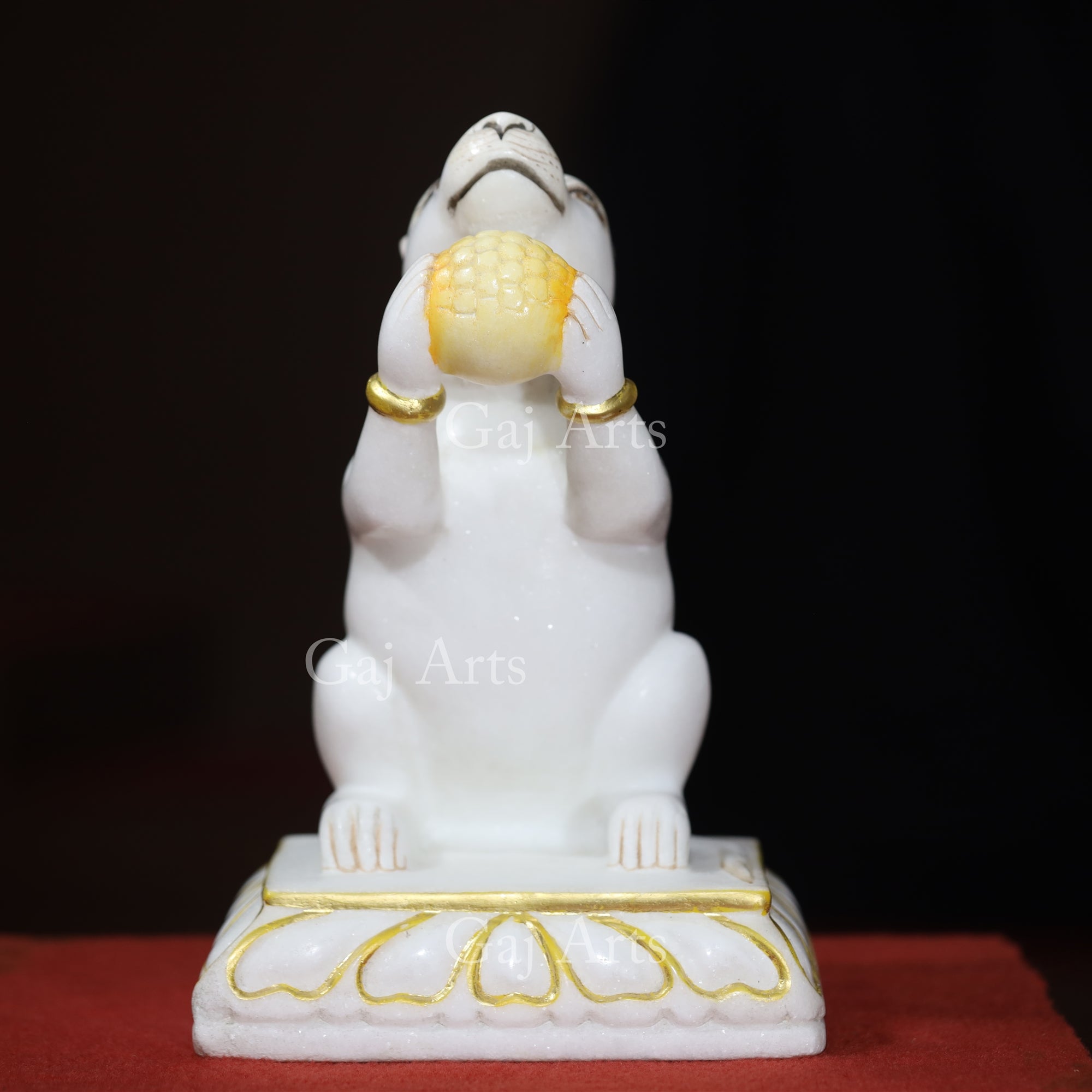 White Makrana Marble Mouse Statue | 12 Inch