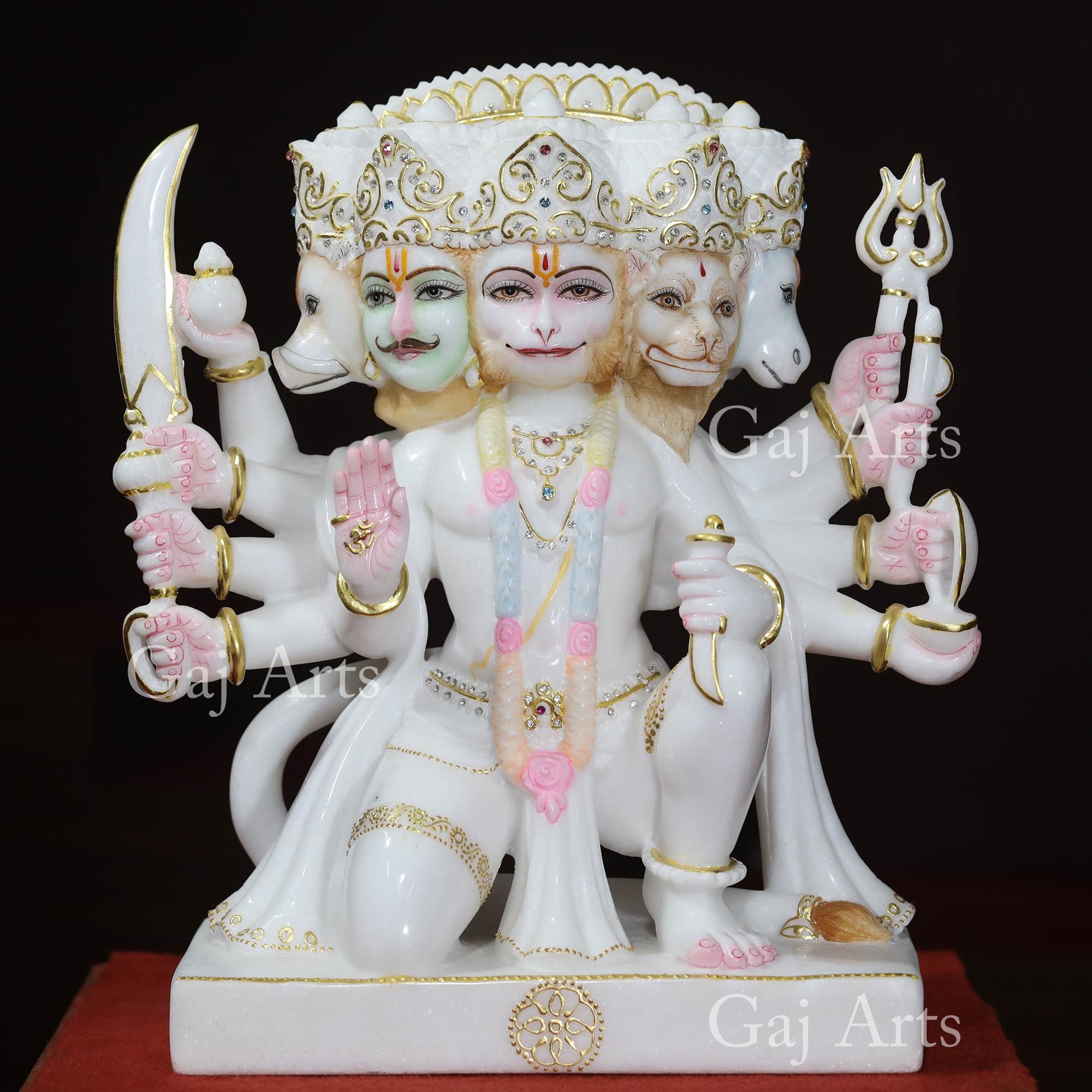 White Makrana Marble Panchmukhi Hanuman Ji | 15 Inch