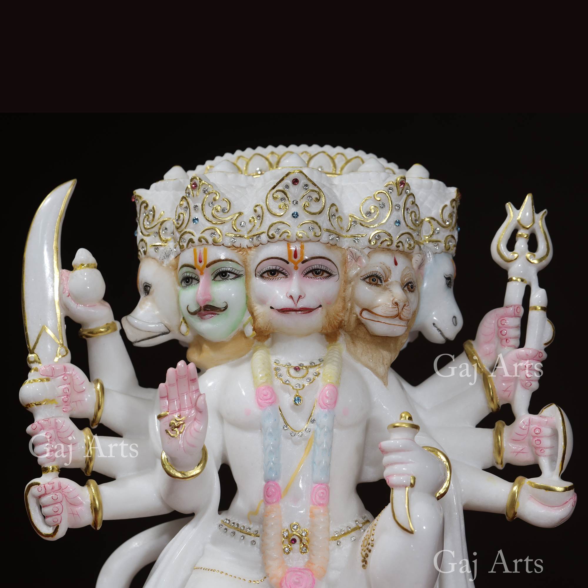 White Makrana Marble Panchmukhi Hanuman Ji | 15 Inch