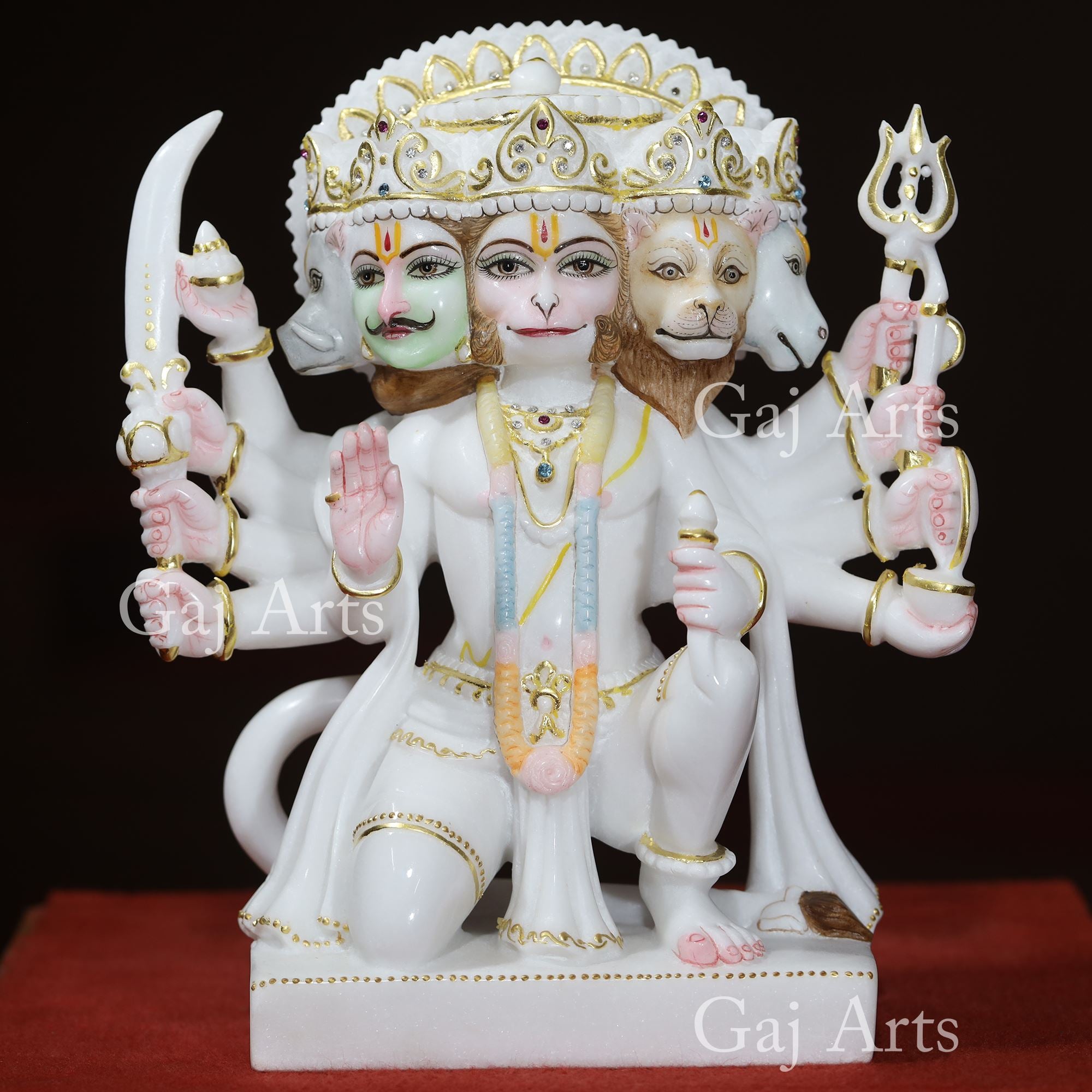 White Marble Panchmukhi Hanuman Ji Idol | 12 Inch