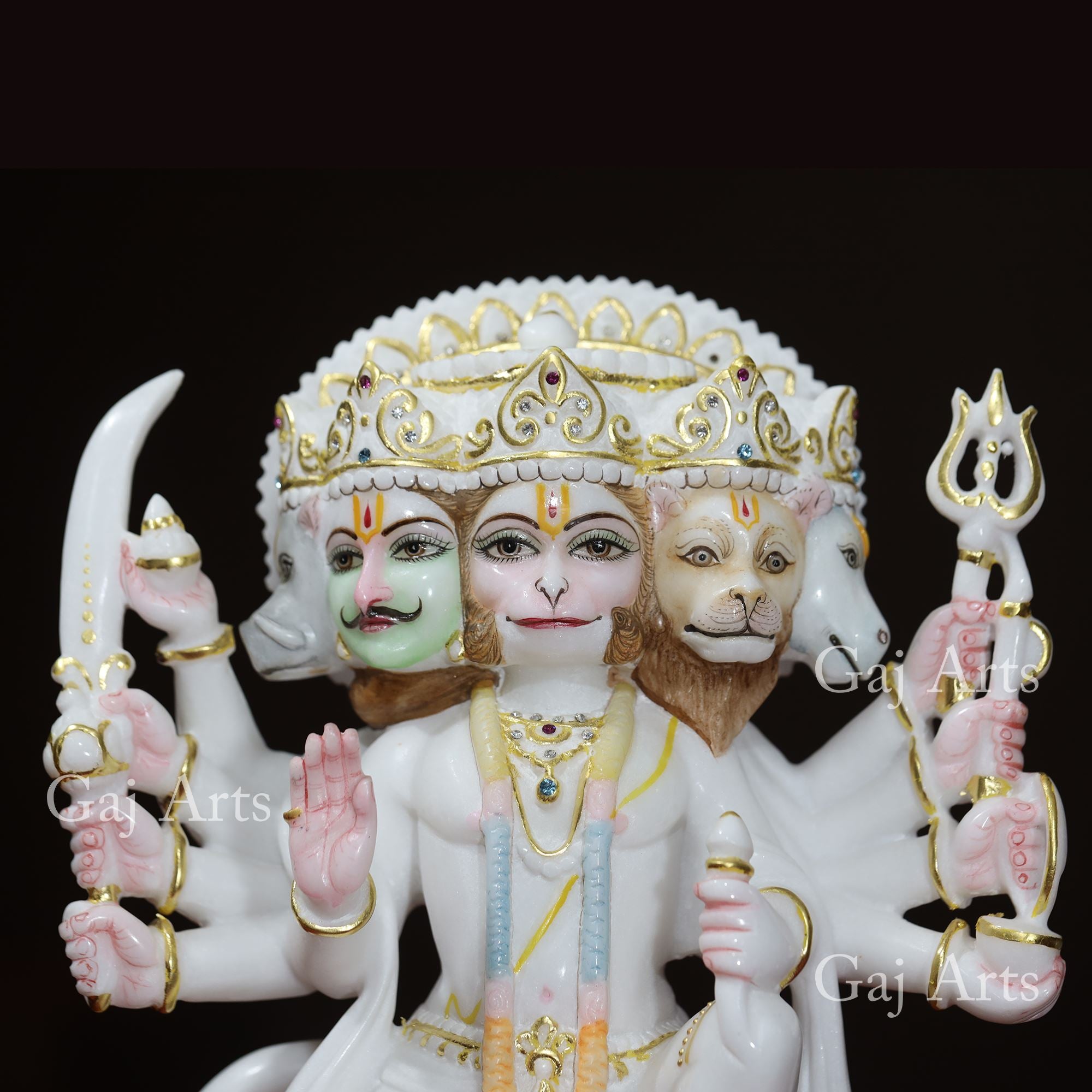 White Marble Panchmukhi Hanuman Ji Idol | 12 Inch