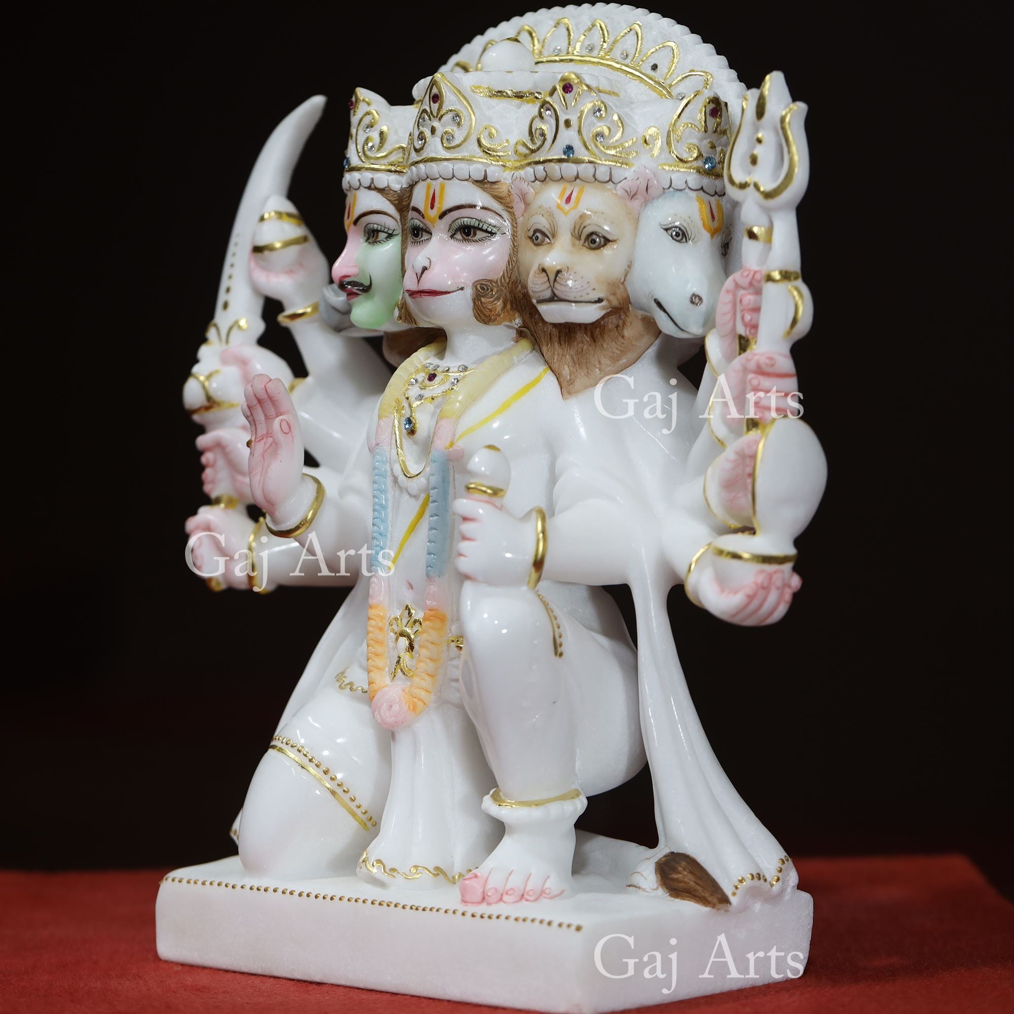 White Marble Panchmukhi Hanuman Ji Idol | 12 Inch