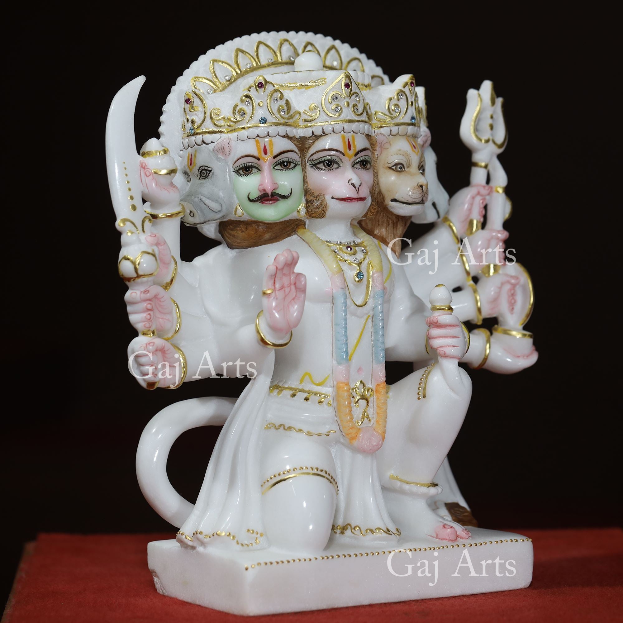 White Marble Panchmukhi Hanuman Ji Idol | 12 Inch