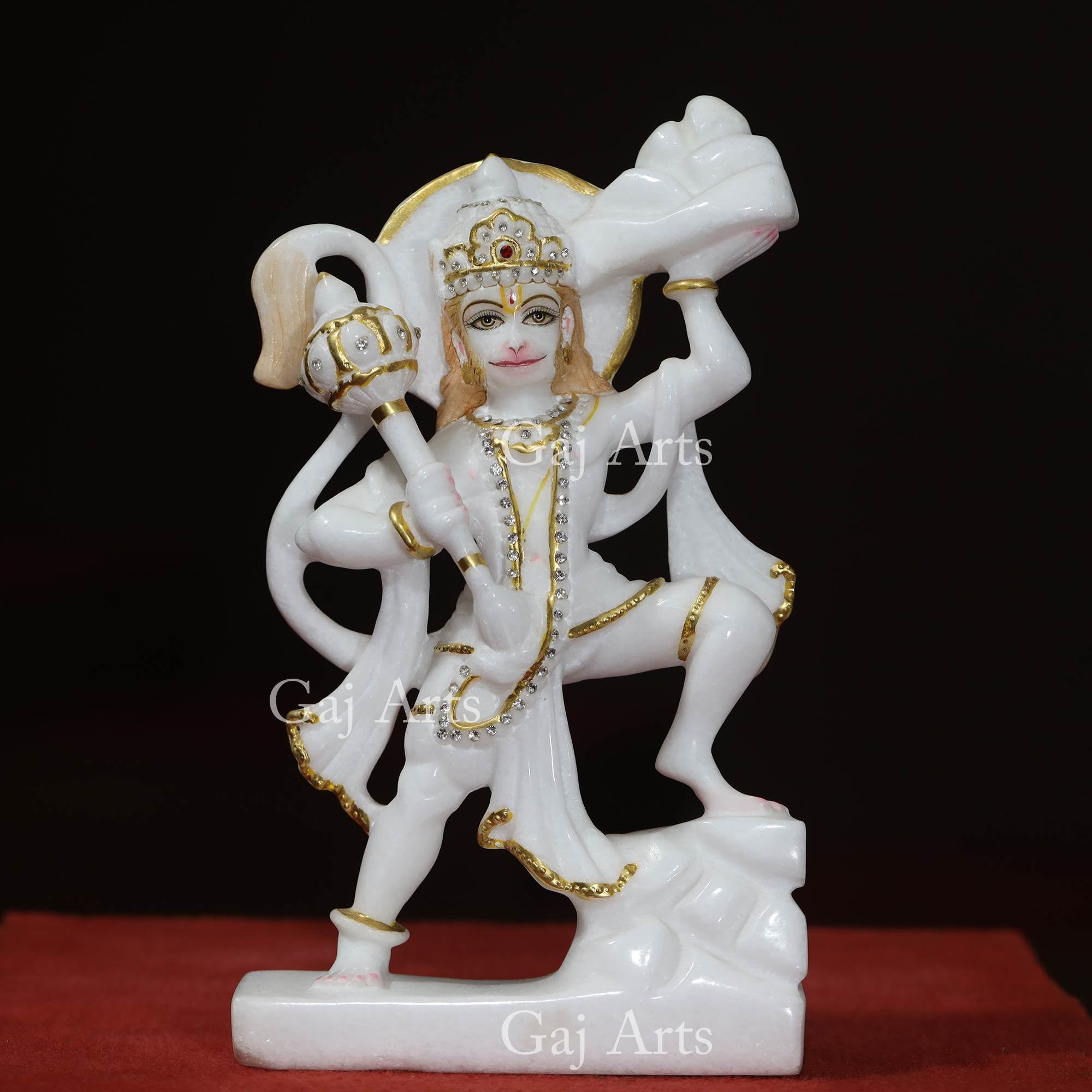 White Marble Veer Hanuman Ji Idol | 12 Inch