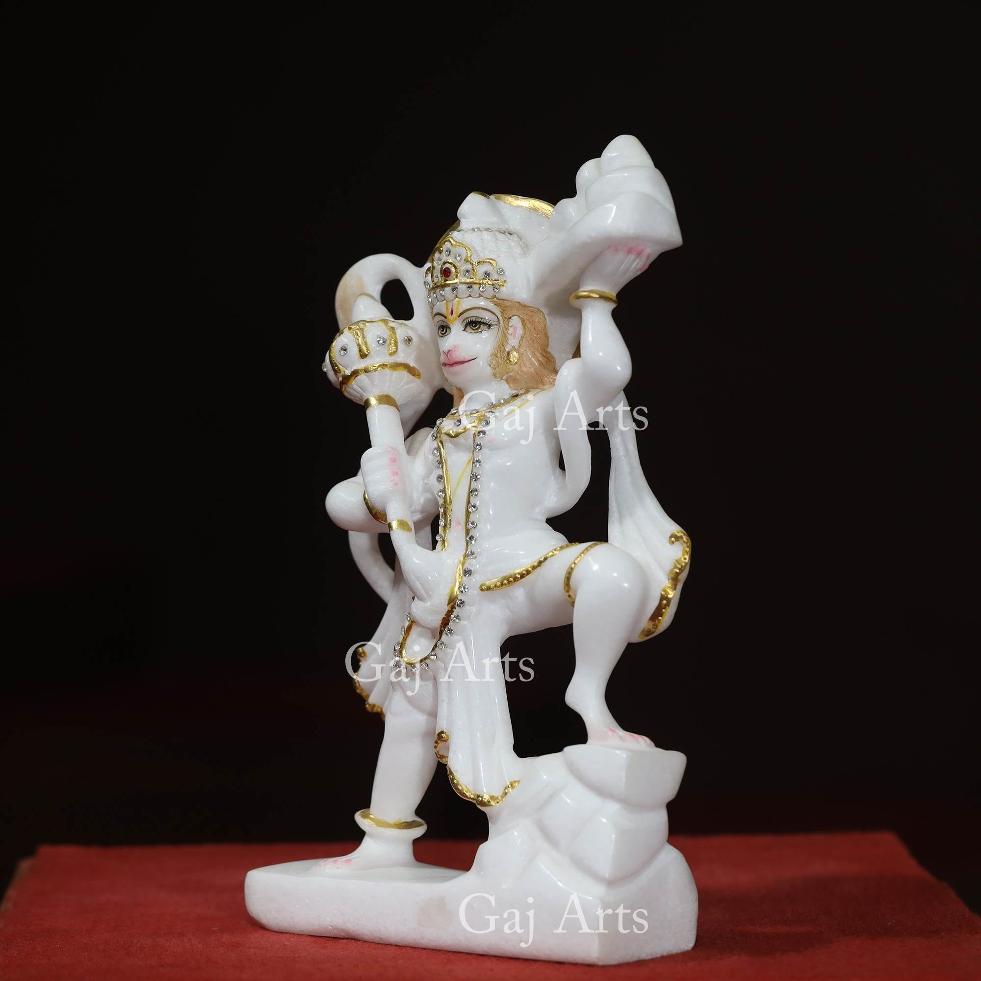 White Marble Veer Hanuman Ji Idol | 12 Inch