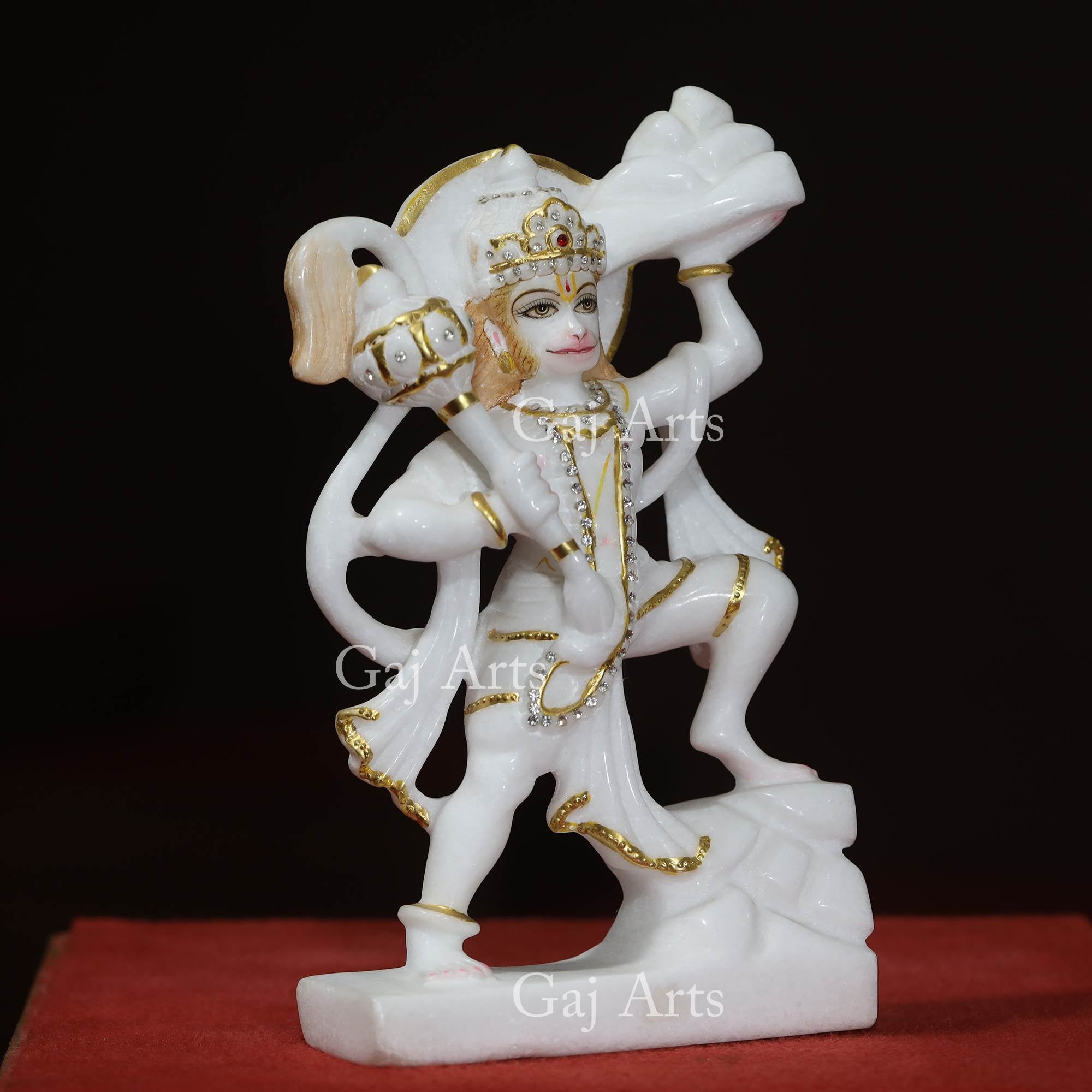 White Marble Veer Hanuman Ji Idol | 12 Inch
