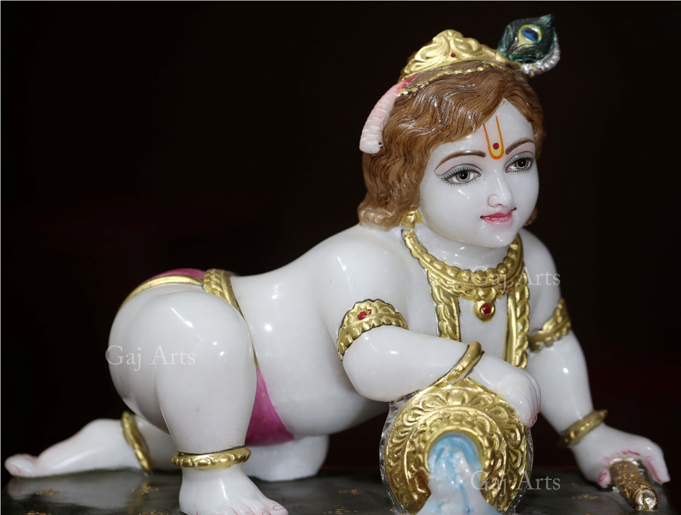 White Makrana Marble Bal Gopal Murti | 14 Inch