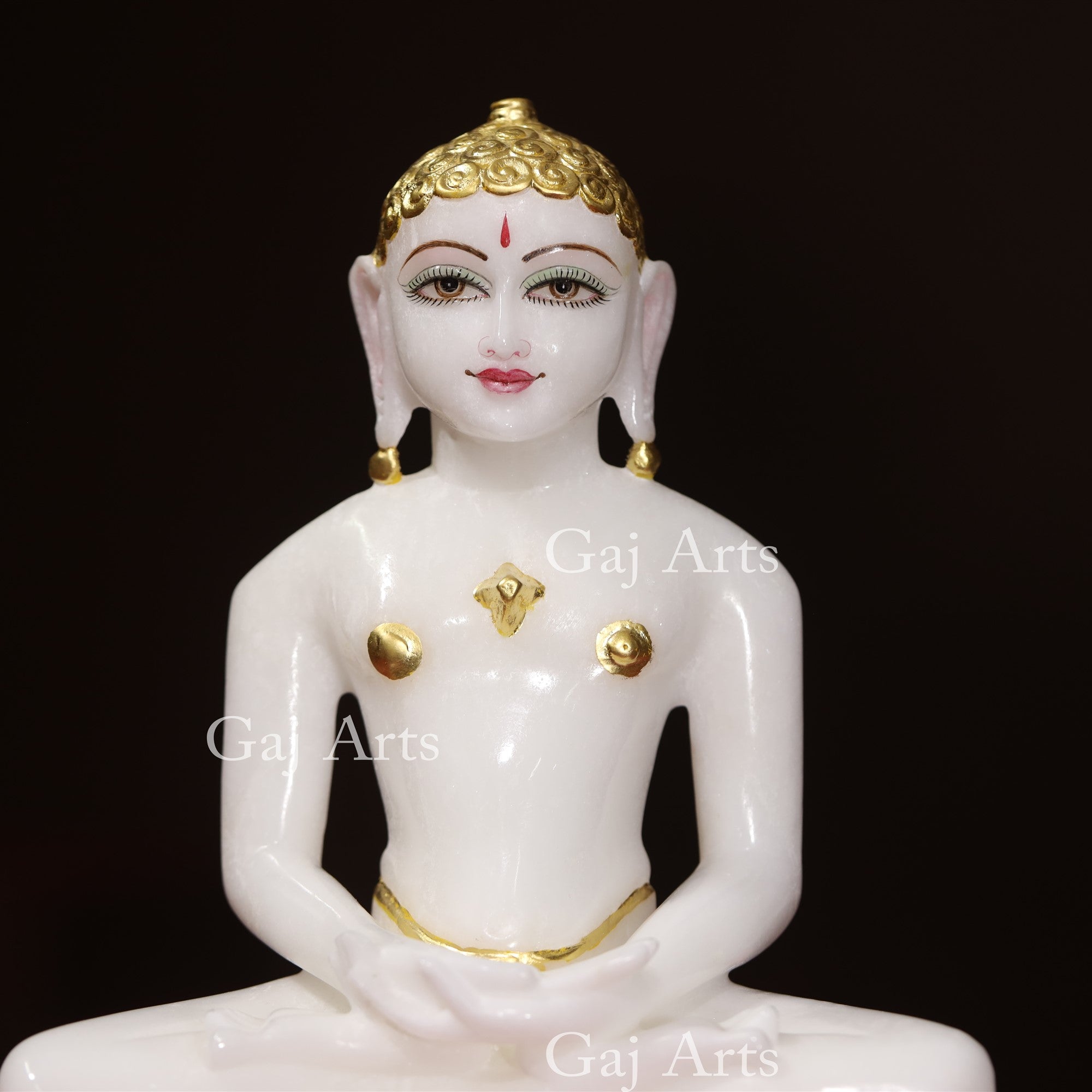 White Makrana Marble Jain Idol | 11 Inch