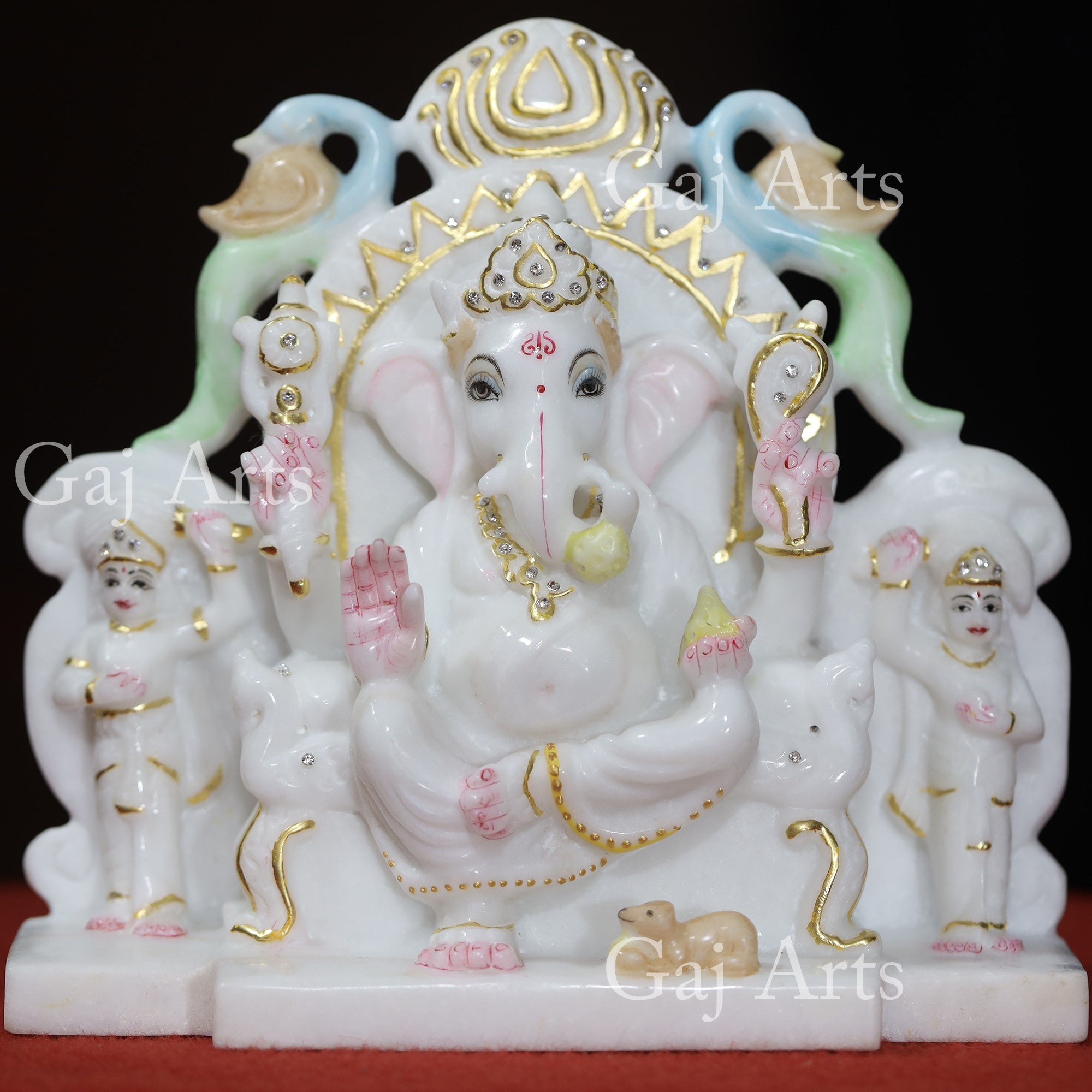 Super White Makrana Marble Ganesh Idol | 9 Inch