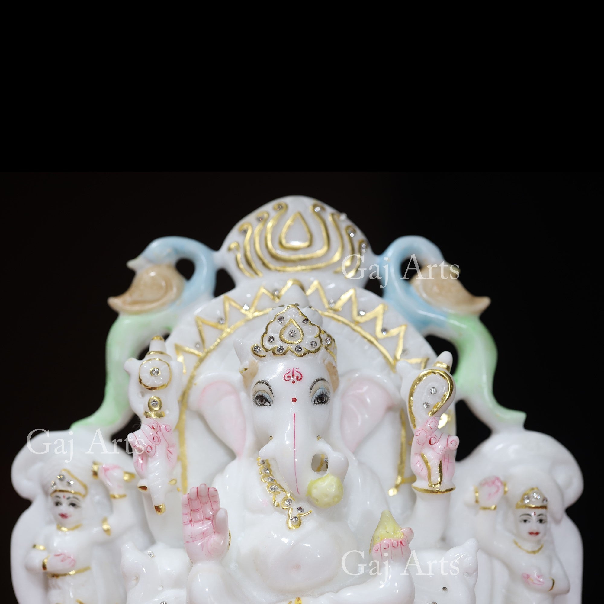 Super White Makrana Marble Ganesh Idol | 9 Inch