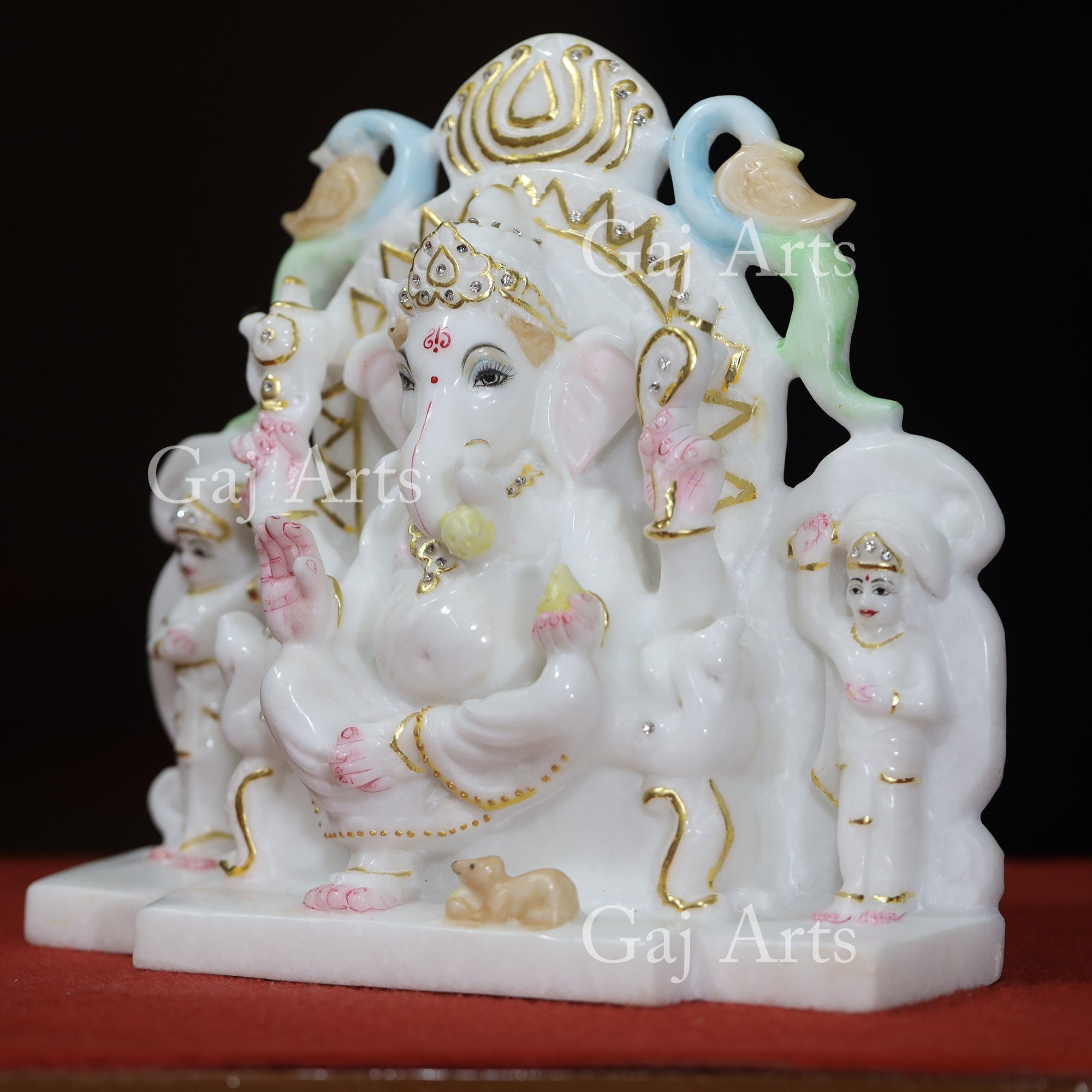 Super White Makrana Marble Ganesh Idol | 9 Inch