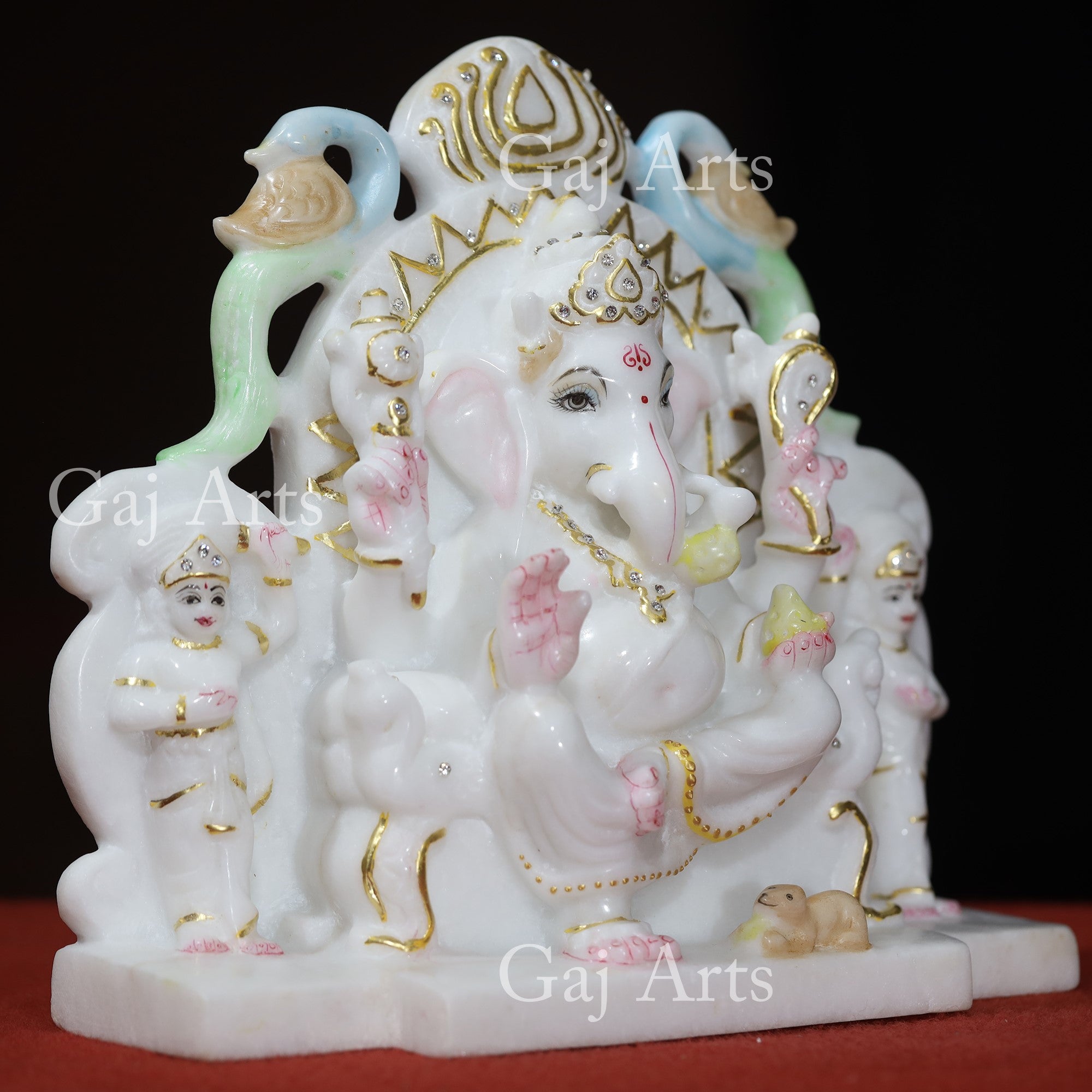 Super White Makrana Marble Ganesh Idol | 9 Inch