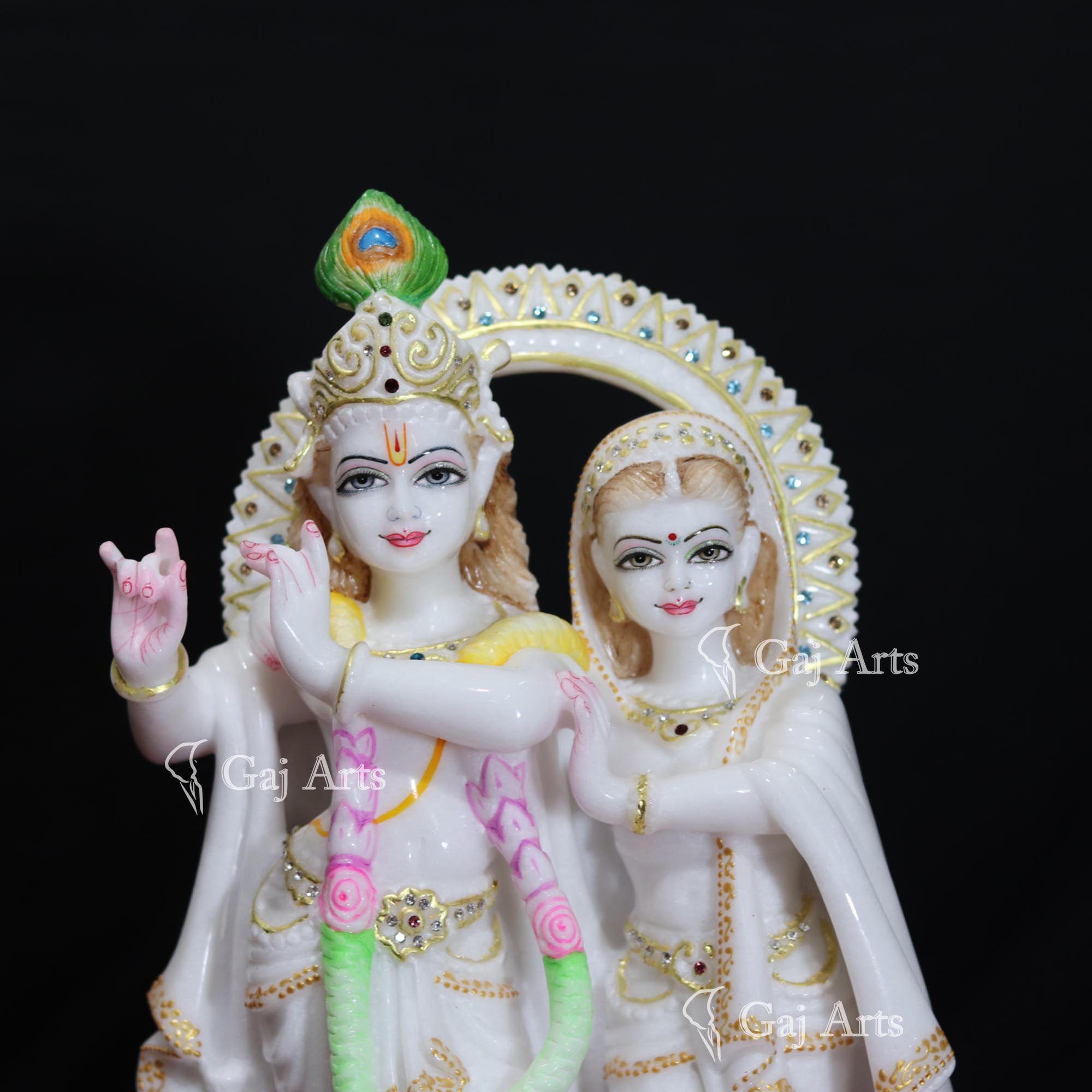 Super White Makrana Marble Radha Krishna Jugal Jodi Idol | 15 Inch