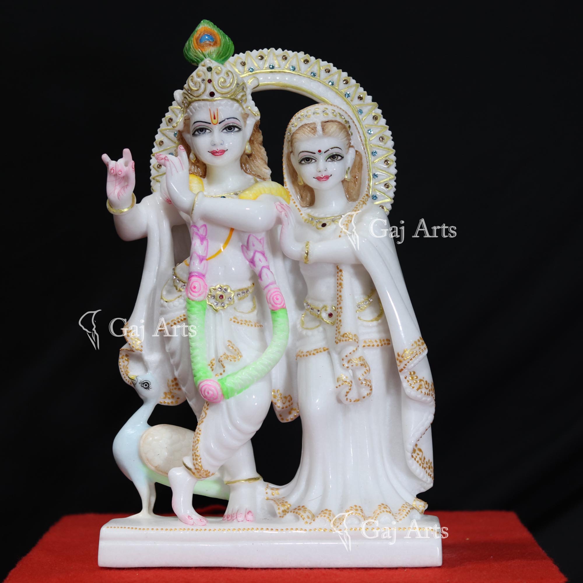 Super White Makrana Marble Radha Krishna Jugal Jodi Idol | 15 Inch