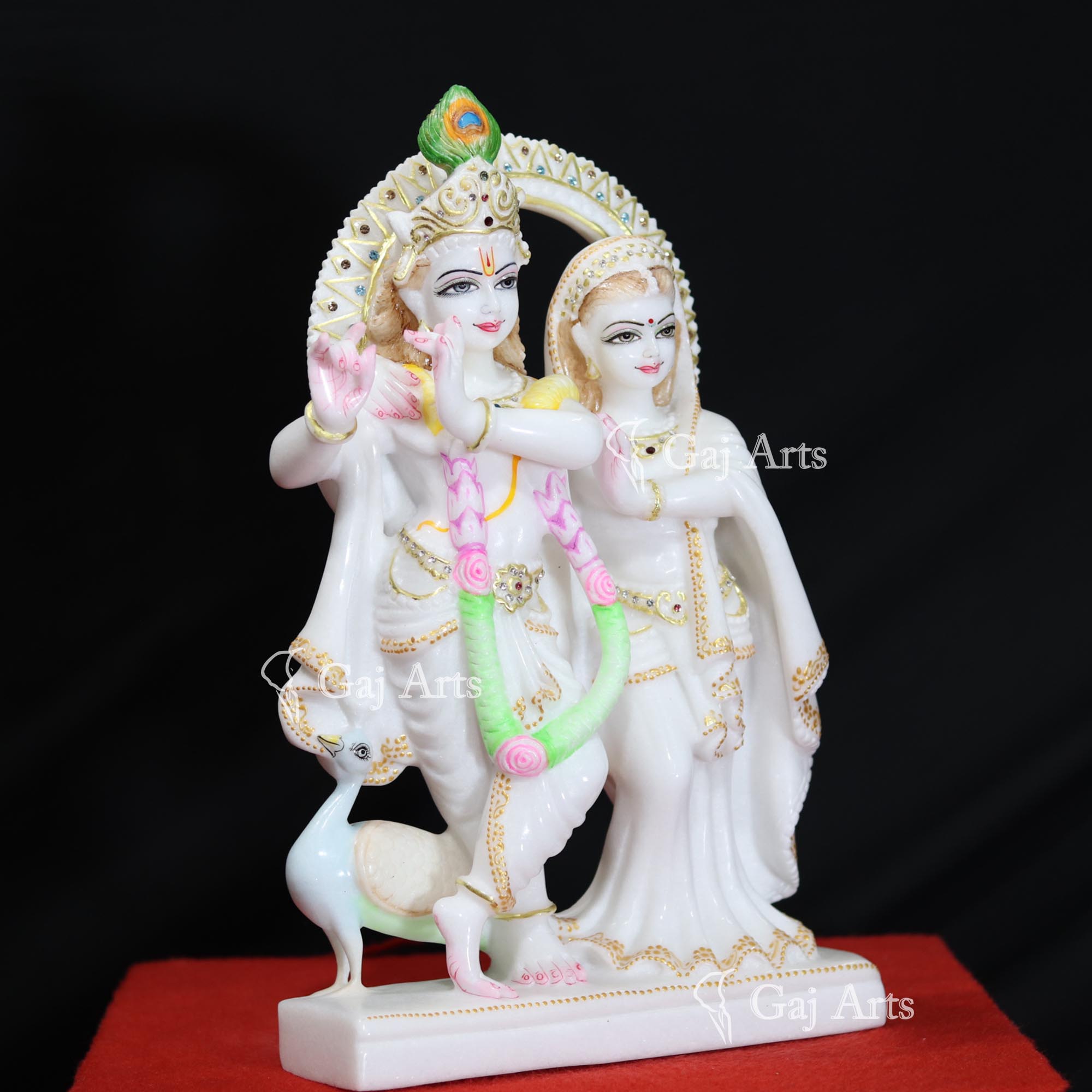 Super White Makrana Marble Radha Krishna Jugal Jodi Idol | 15 Inch