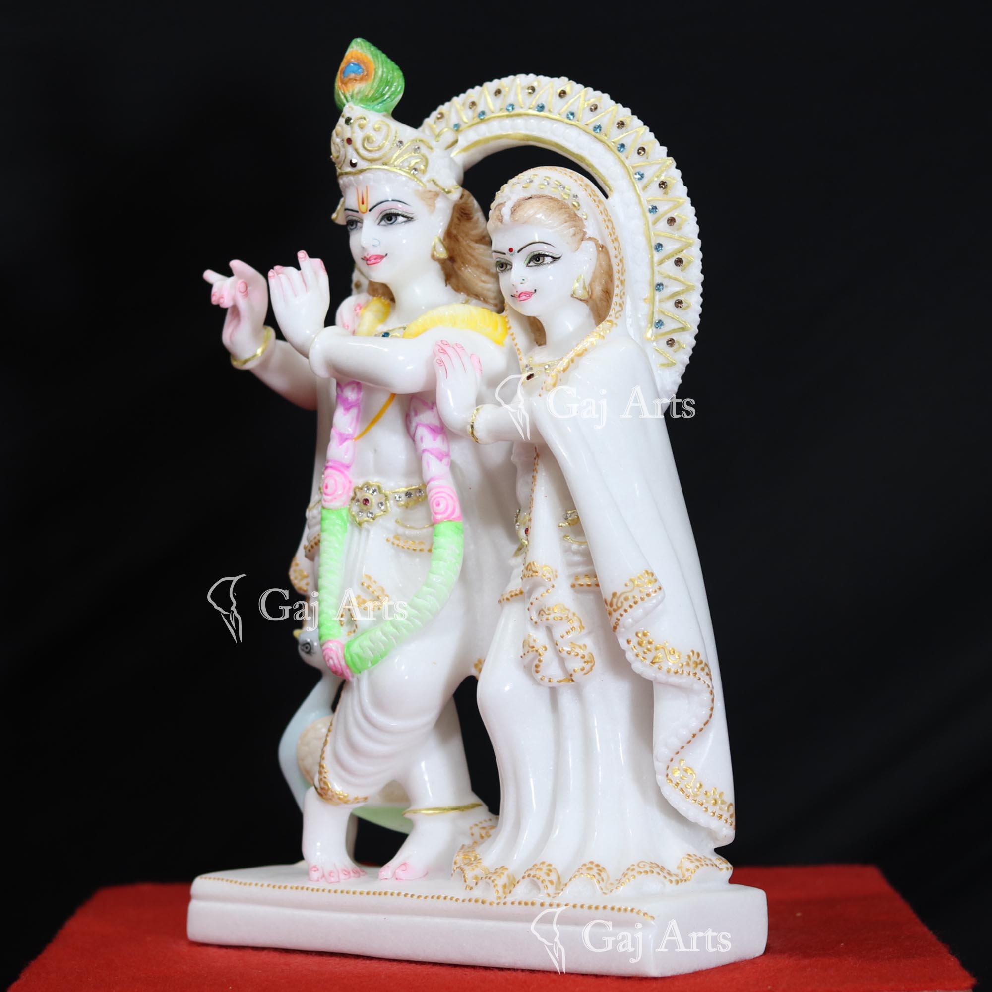 Super White Makrana Marble Radha Krishna Jugal Jodi Idol | 15 Inch