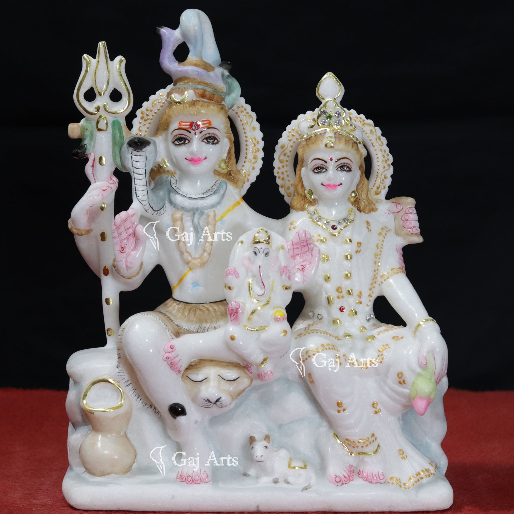 White  Marble Shiv Parivar Statue | 12 Inch