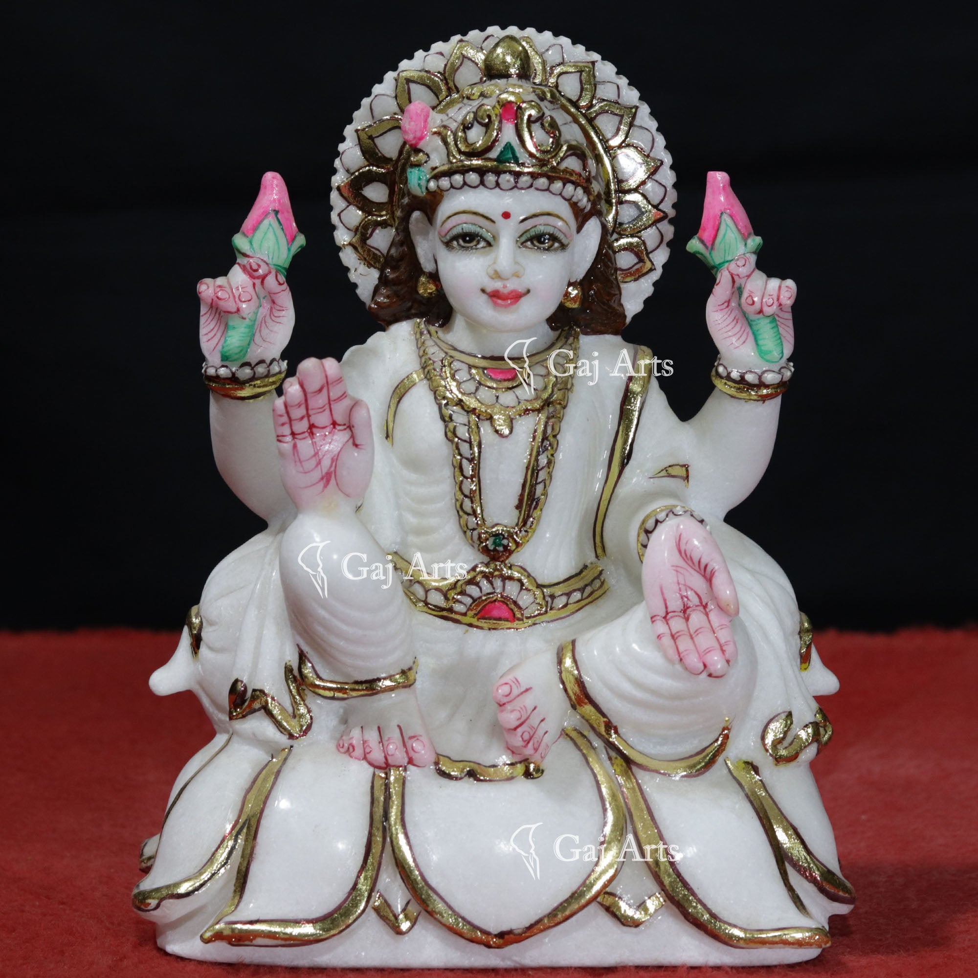 White Marble Lakshmi Mata Murti | 9 Inch