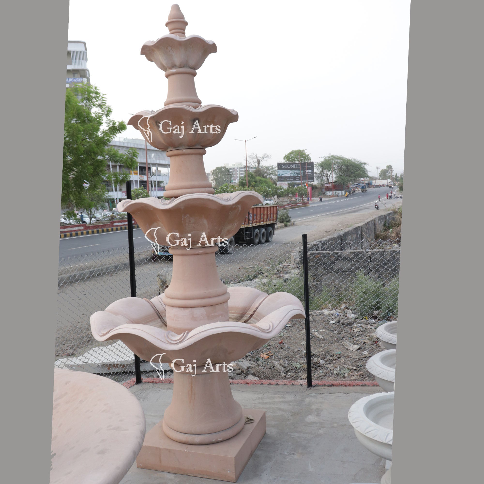 Pink Sandstone Water Fountain | 132 Inch