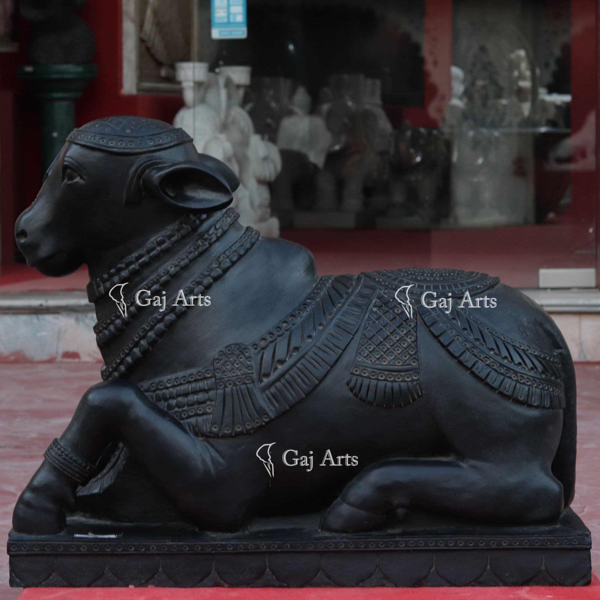 Black Marble Nandi Idol | 30 Inch