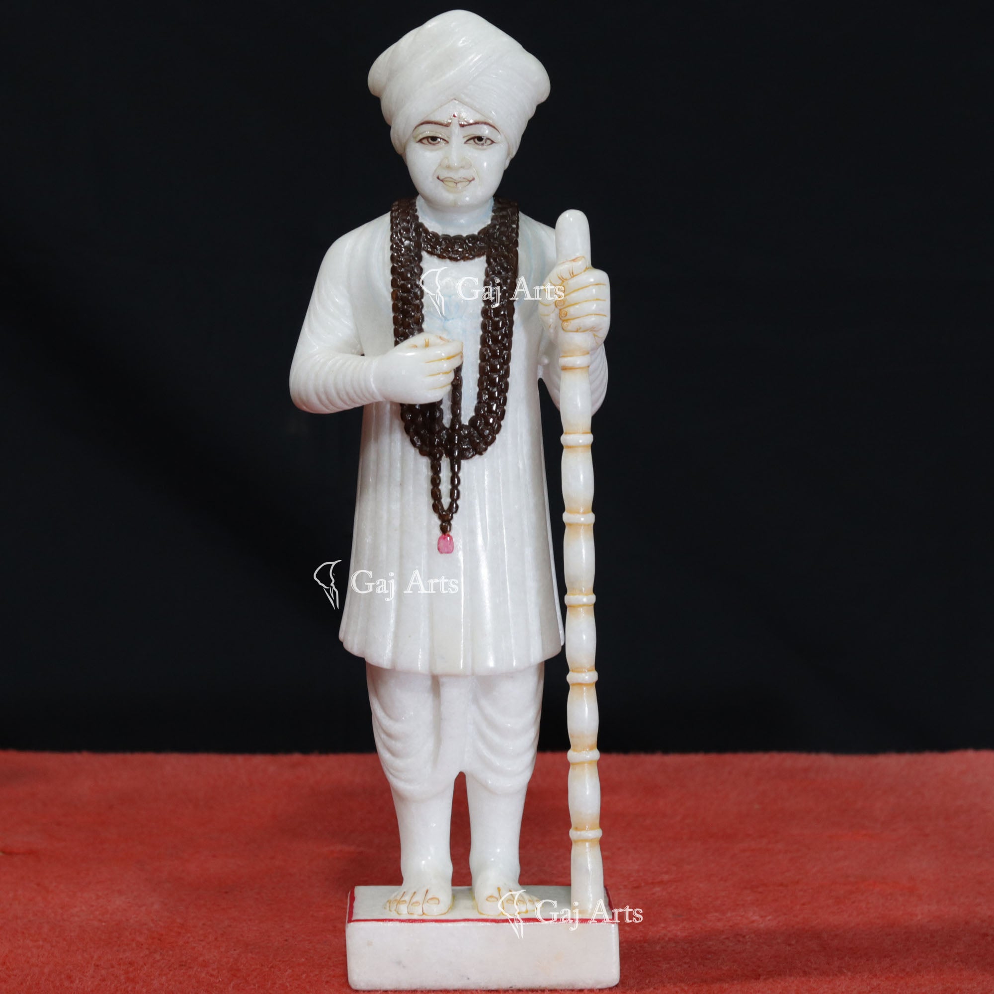 White Makrana Marble Jalaram Bapa Idol | 15 Inch