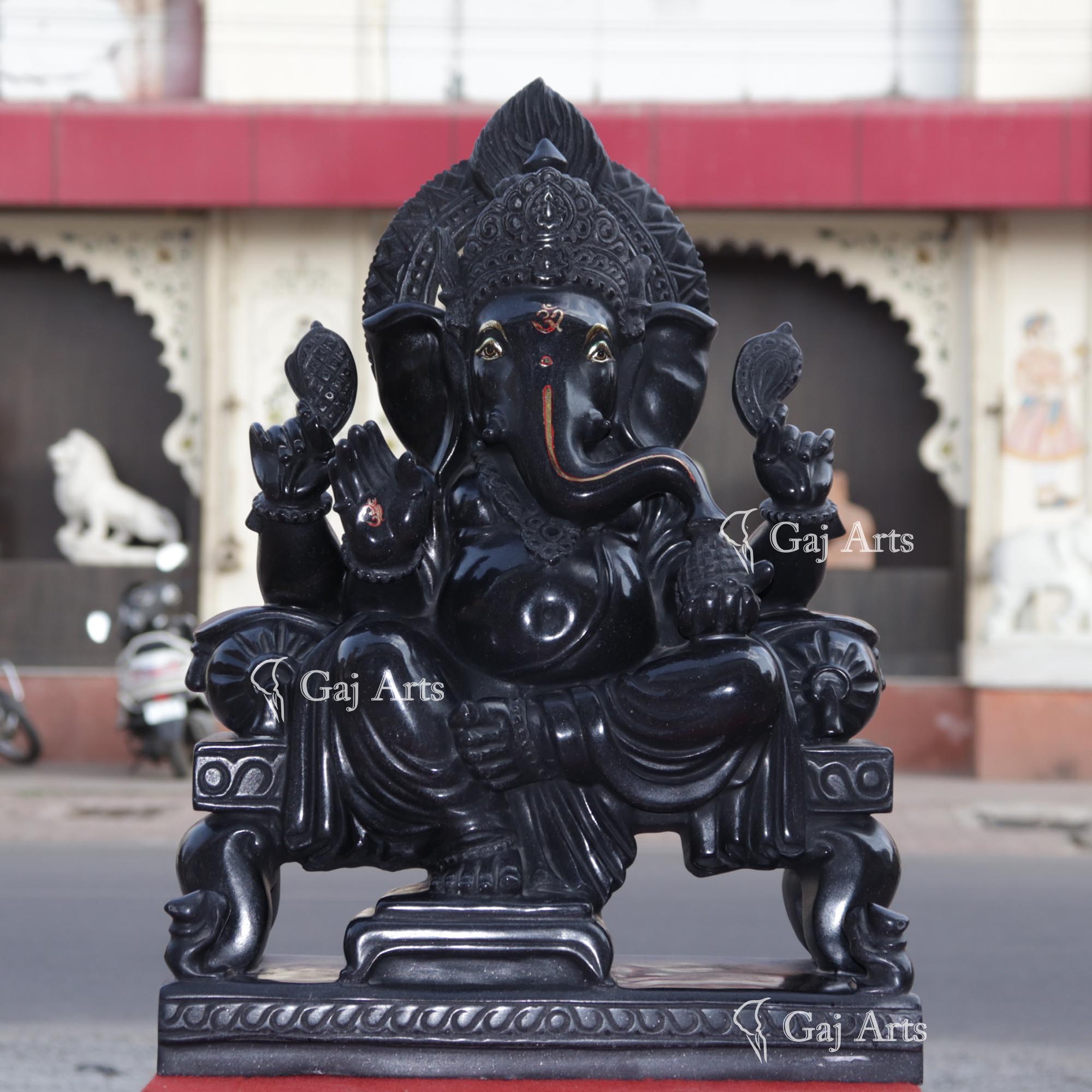 Rajasthan Black Marble Ganesh Statue | 21 Inch