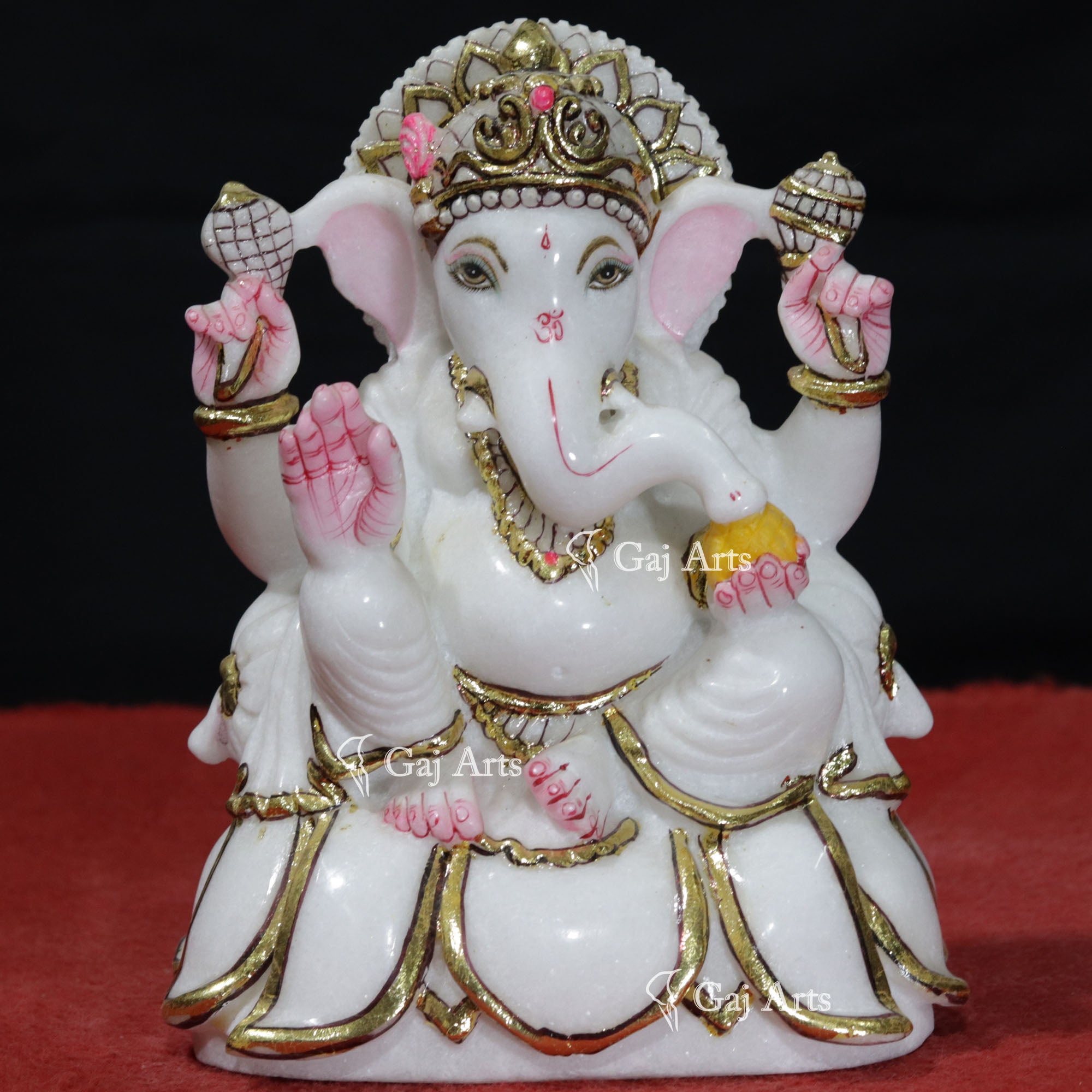 Super White Makrana Marble Ganesh Idol | 9 Inch