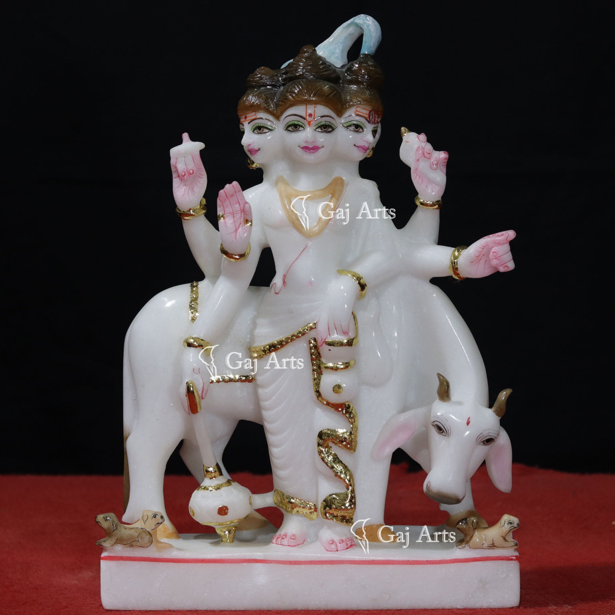 White Makrana Marble Dattatreya Idol | 12 Inch