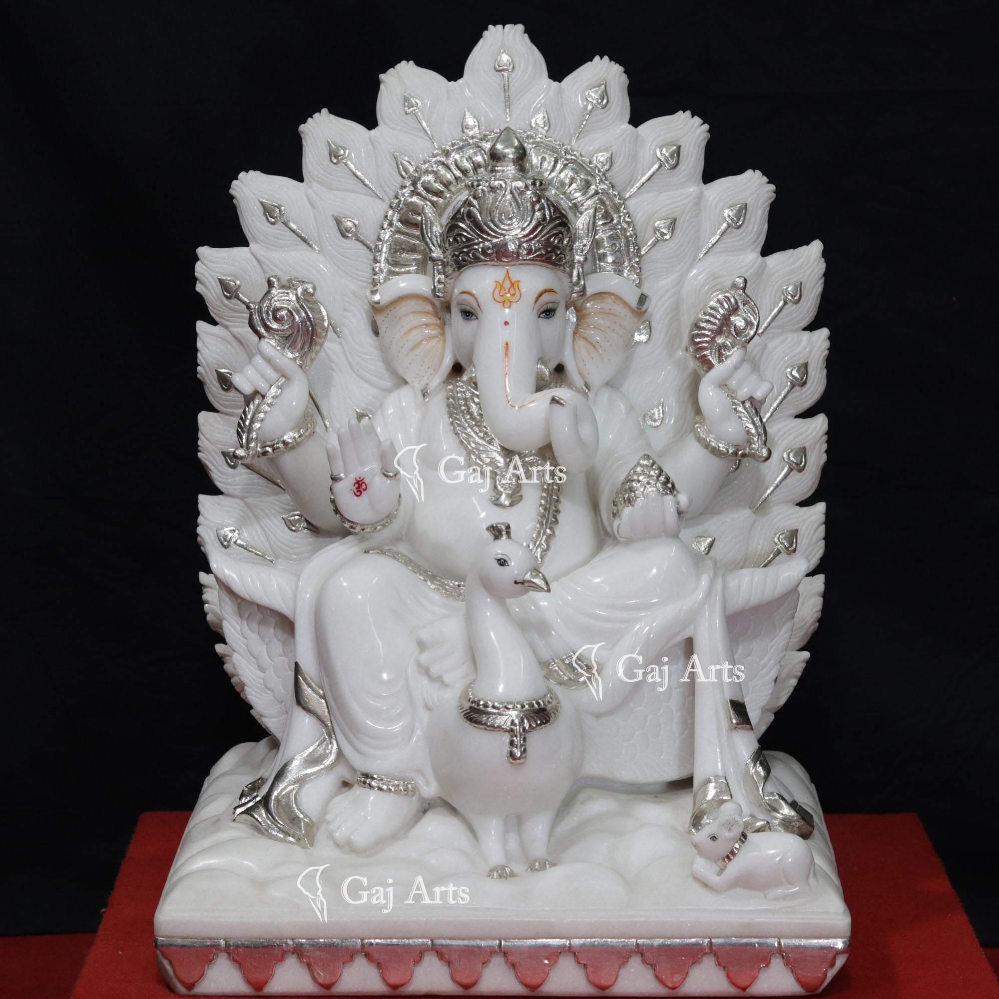 Super White Vietnam Marble Ganesh Idol | 24 Inch