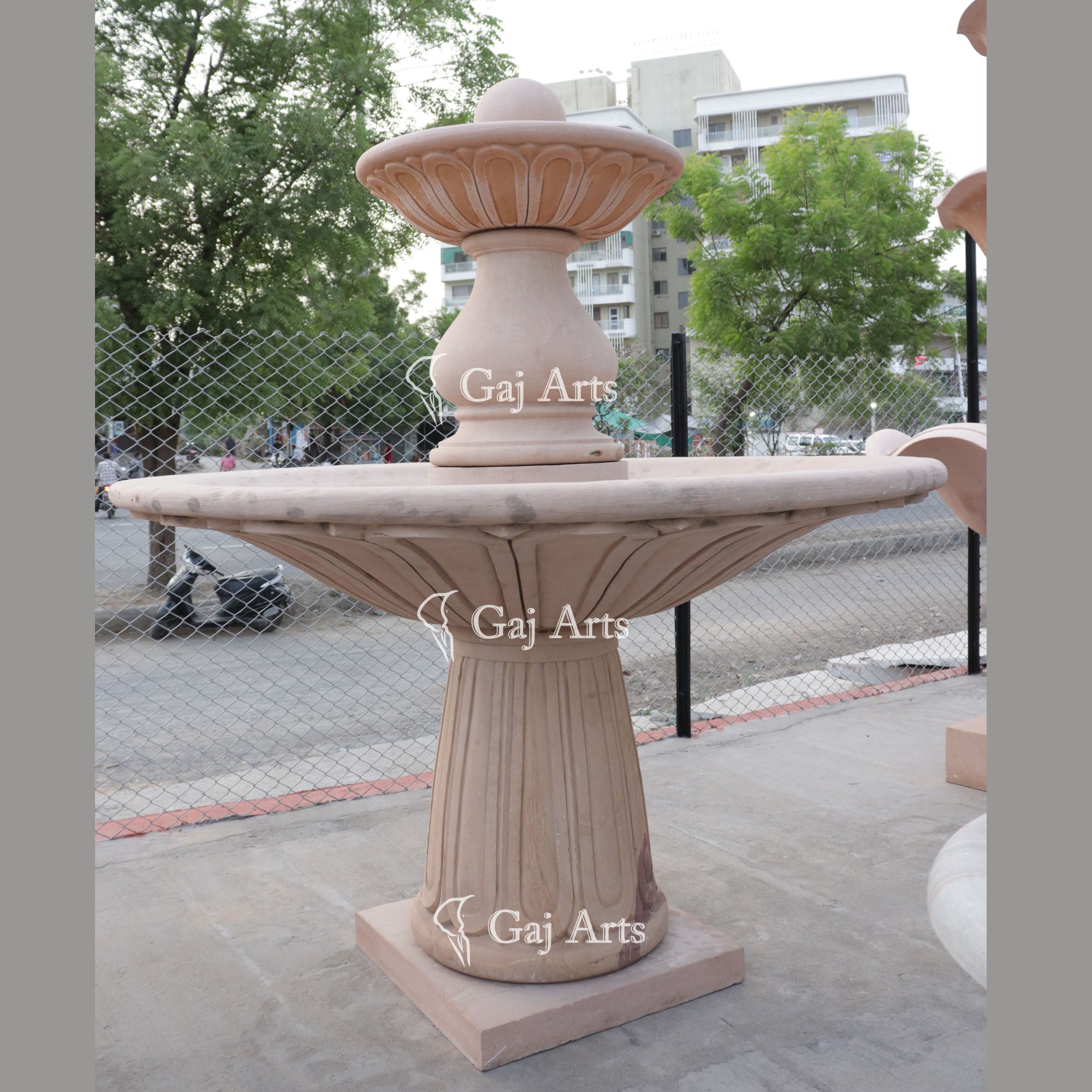 White Pink Sandstone Water Fountain | 77 Inch
