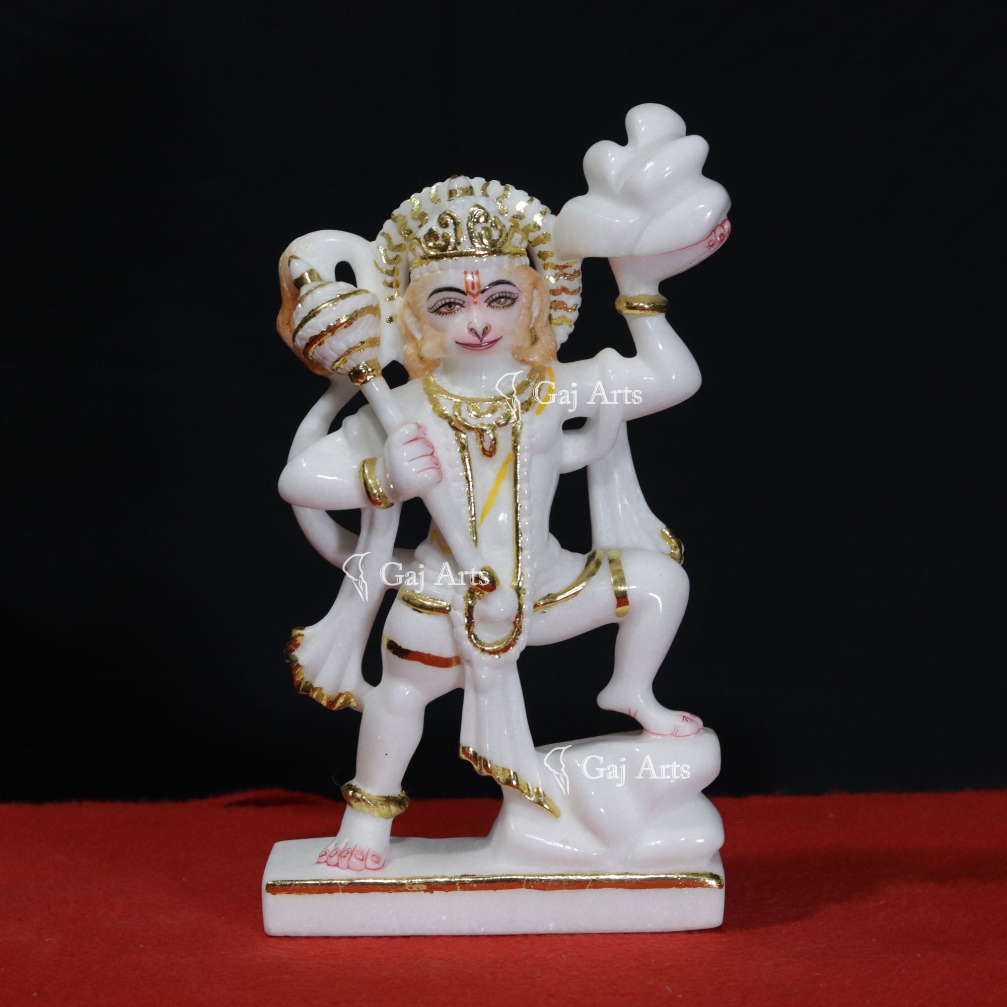 Super White Makrana Marble Veer Hanuman Ji Idol | 10 Inch