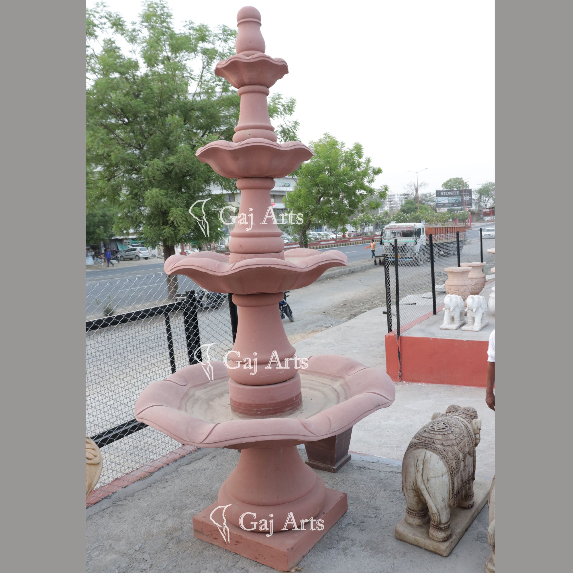 Pink Sandstone Water Fountain | 120 Inch