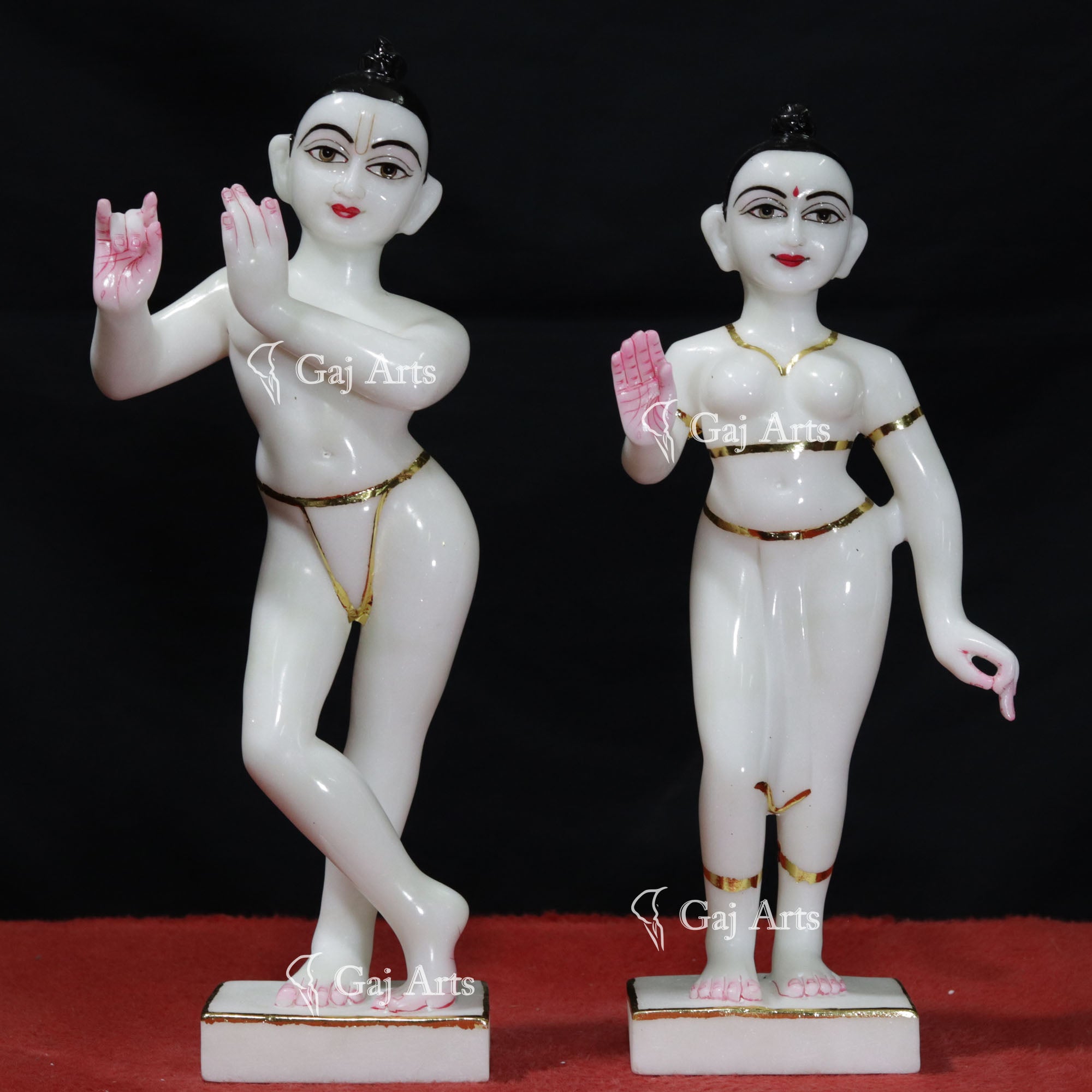Super White Makrana Marble Iskon Radha Krishna Idol | 15 Inch