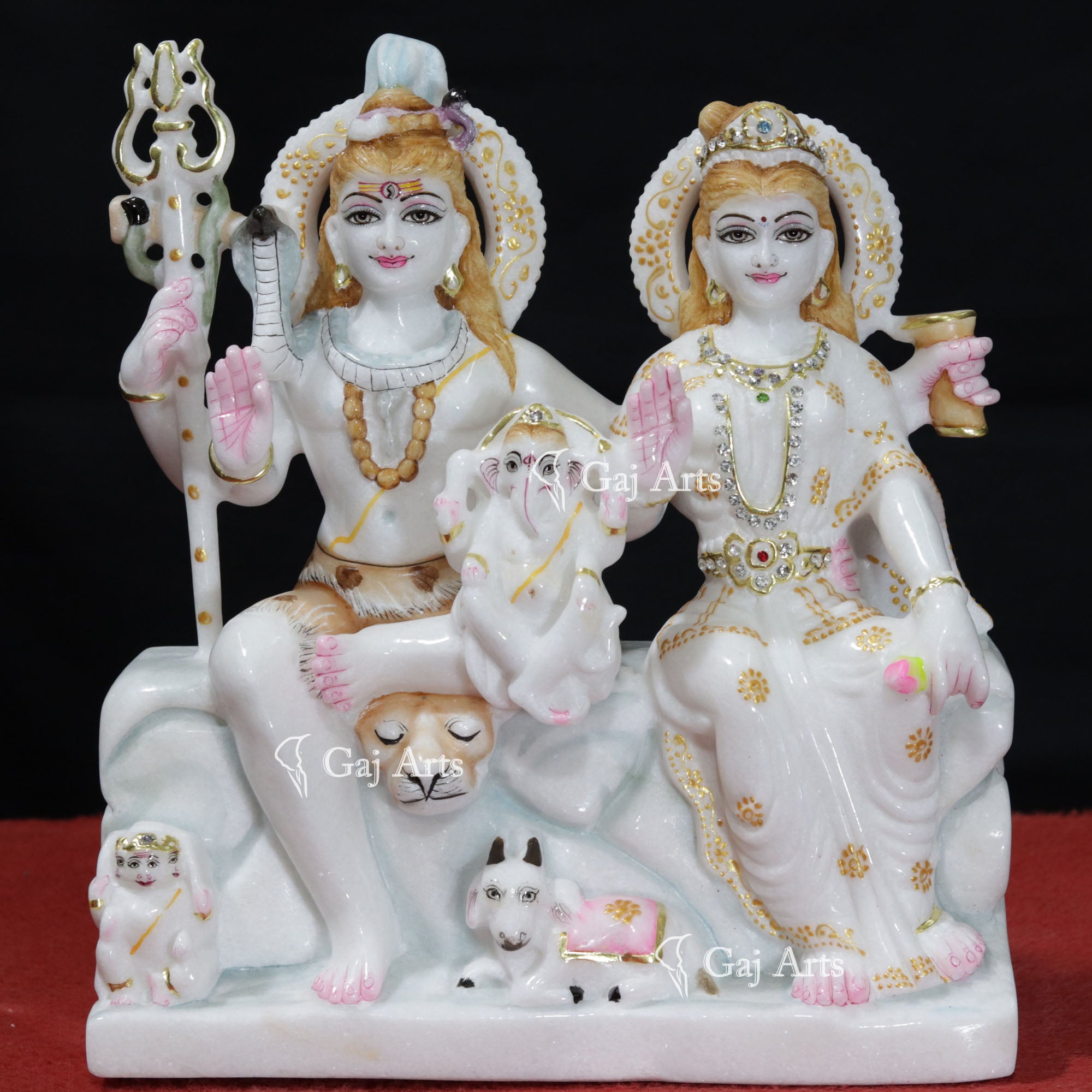 Super White Marble Shiv Parivar Idol | 13 Inch